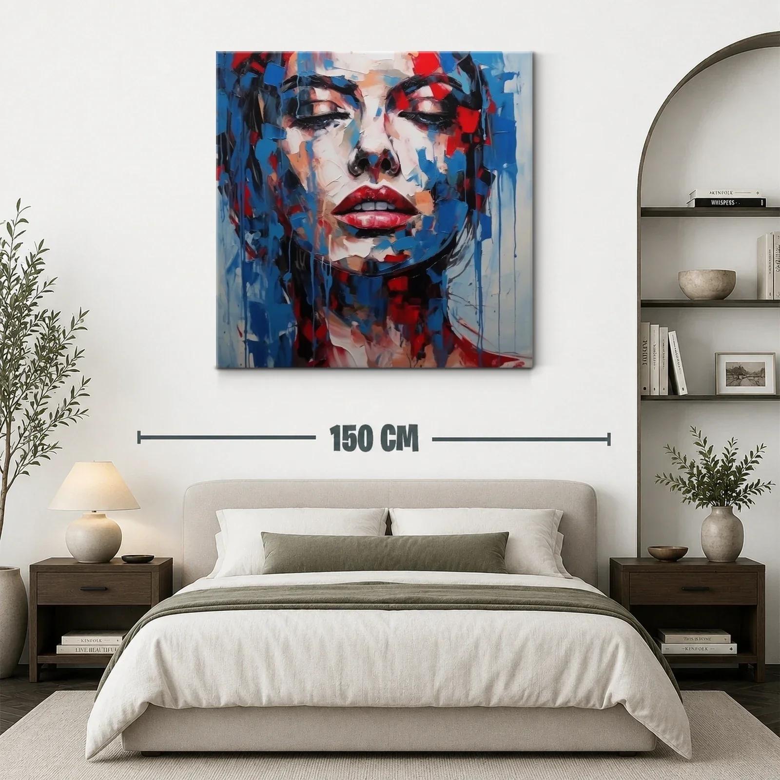 Retrato expresivo con vibrantes tonos rojos y azules — miniatura 3