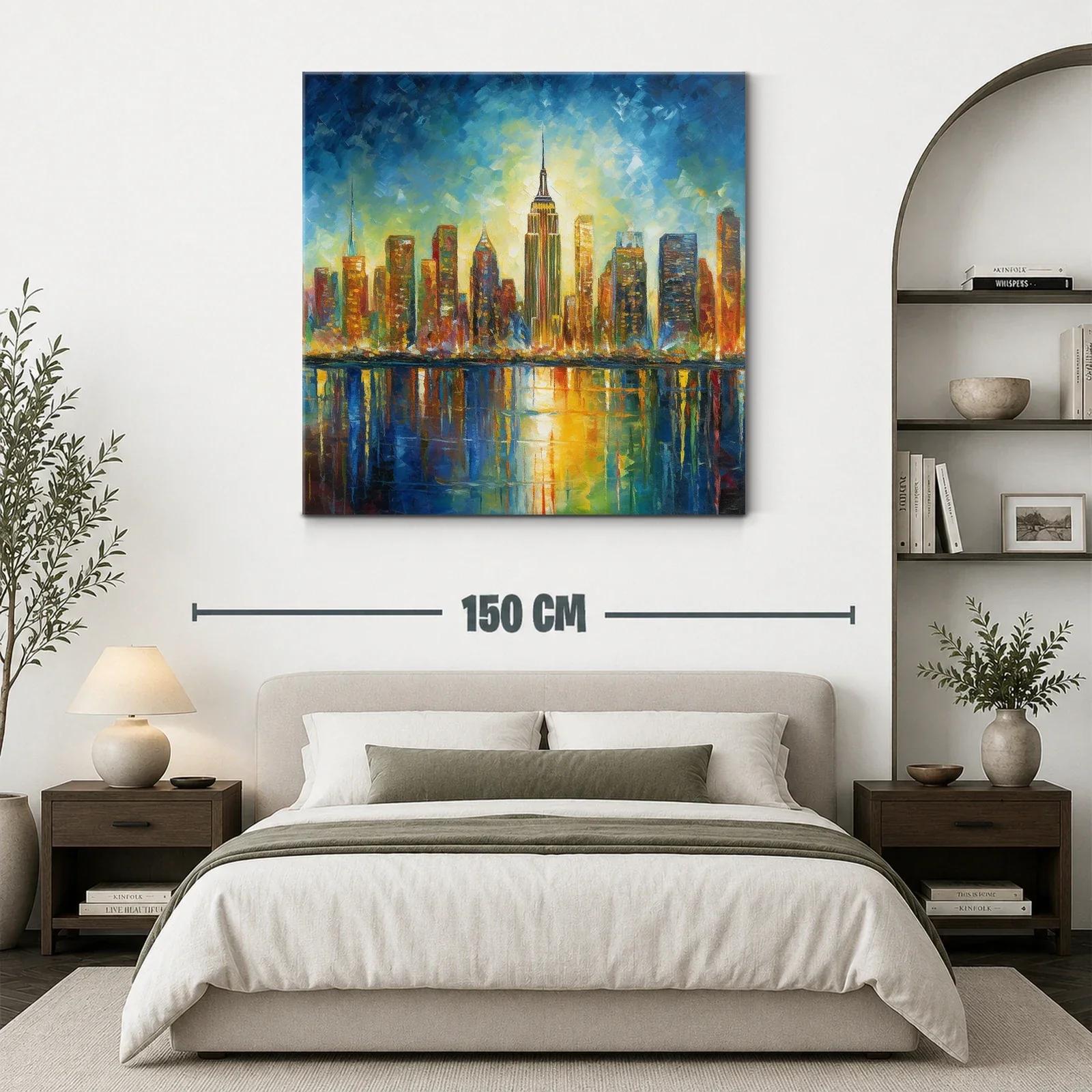 Atardecer vibrante sobre skyline urbano reflejado en el agua — miniatura 3