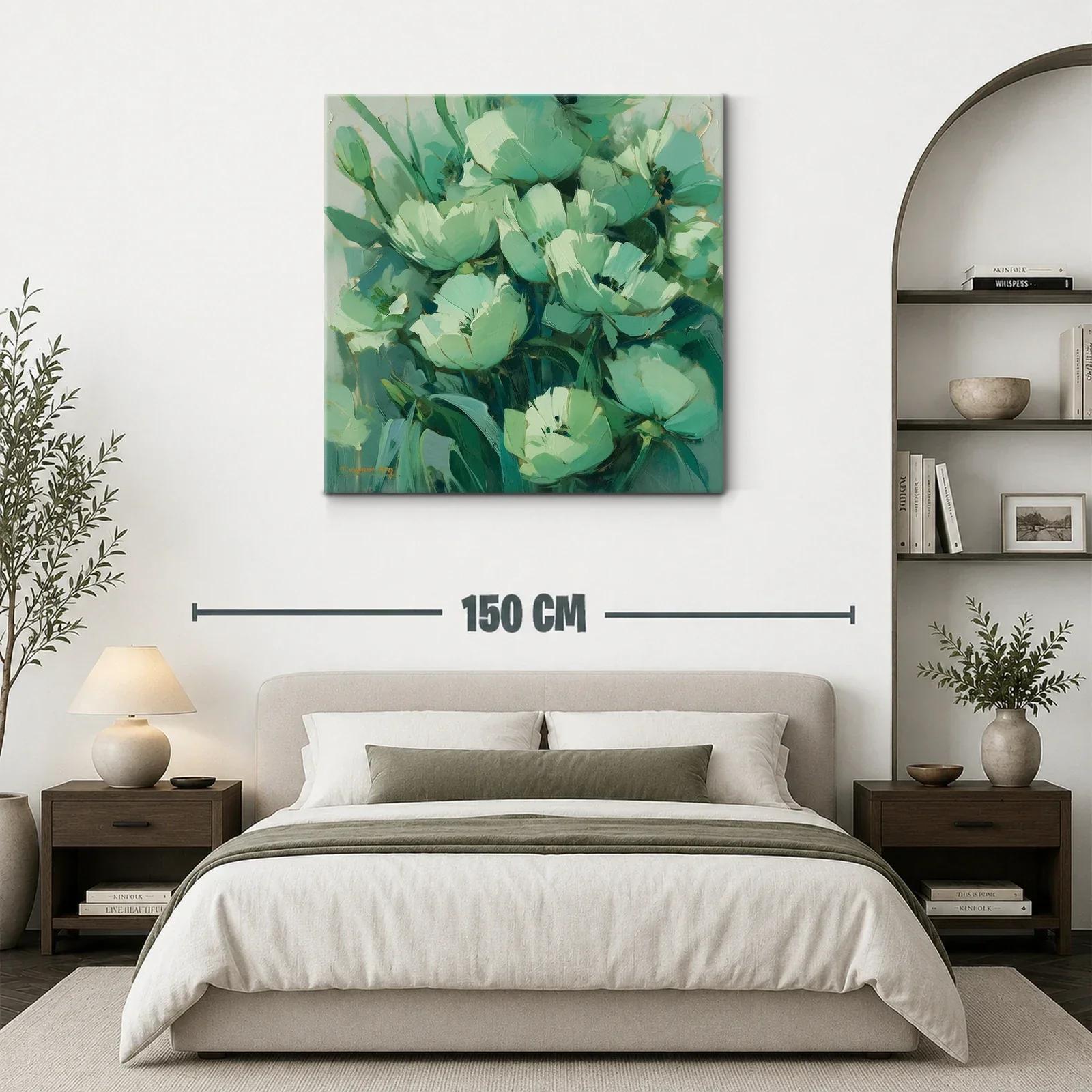 Cuadro floral en tonos verdes para un ambiente sereno — miniatura 3
