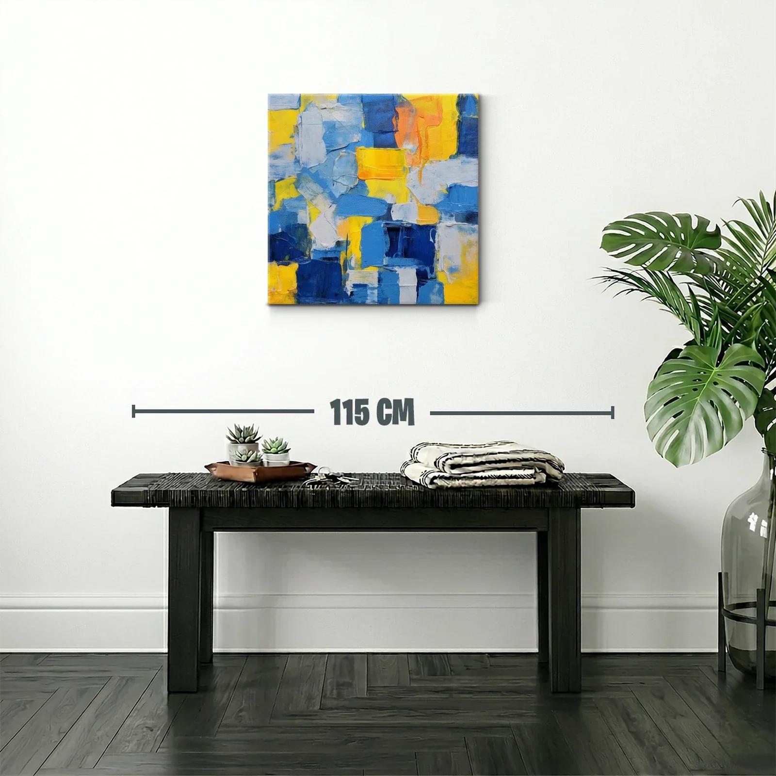 Cuadro abstracto con predominio de tonos azules y amarillos — miniatura 2