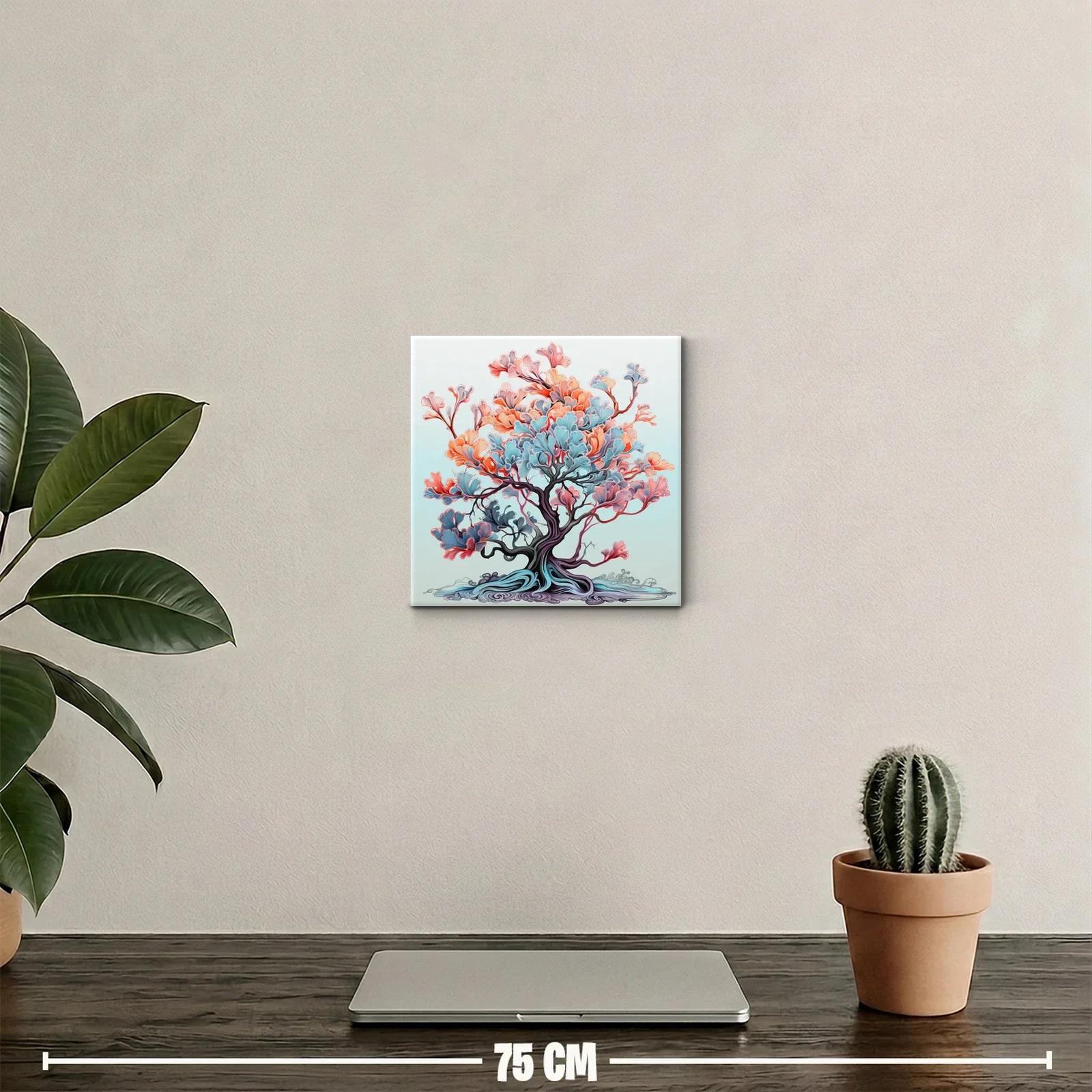 Árbol decorativo con hojas en tonos pastel y cálidos — miniatura 2