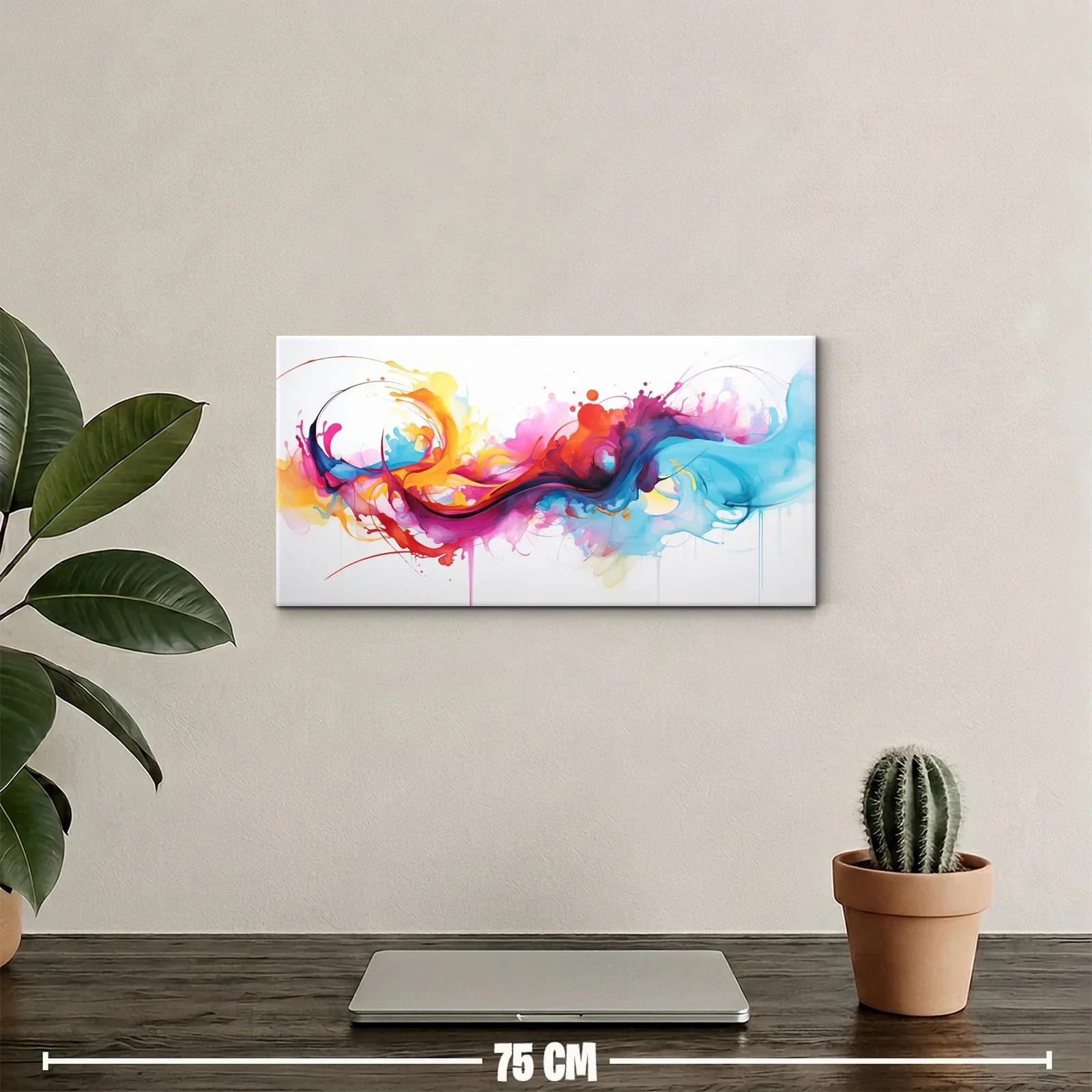 Cuadro salpicadura de tinta multicolor en franja ondulante — miniatura 2