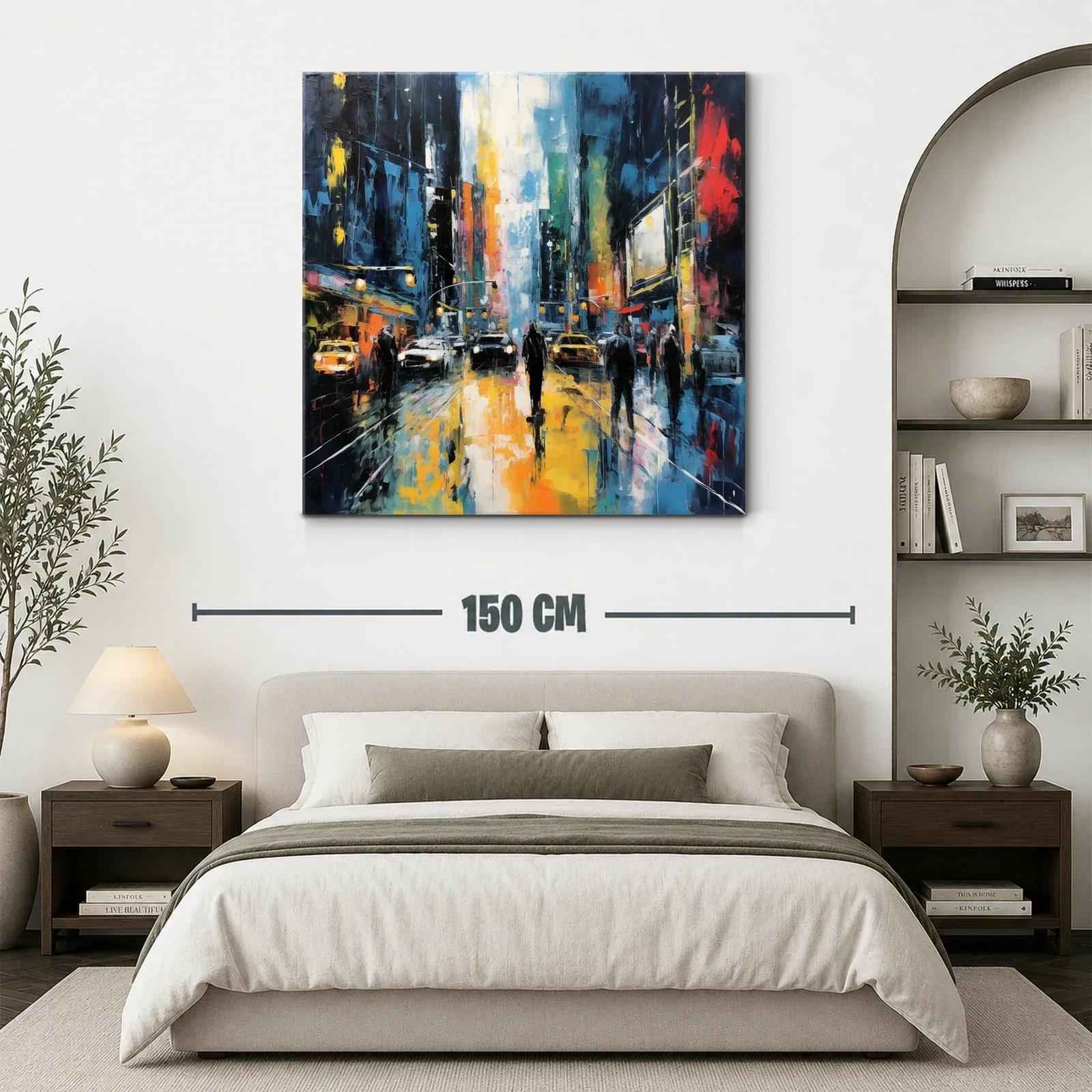 Vibrante ciudad nocturna con reflejos en calles mojadas — miniatura 3