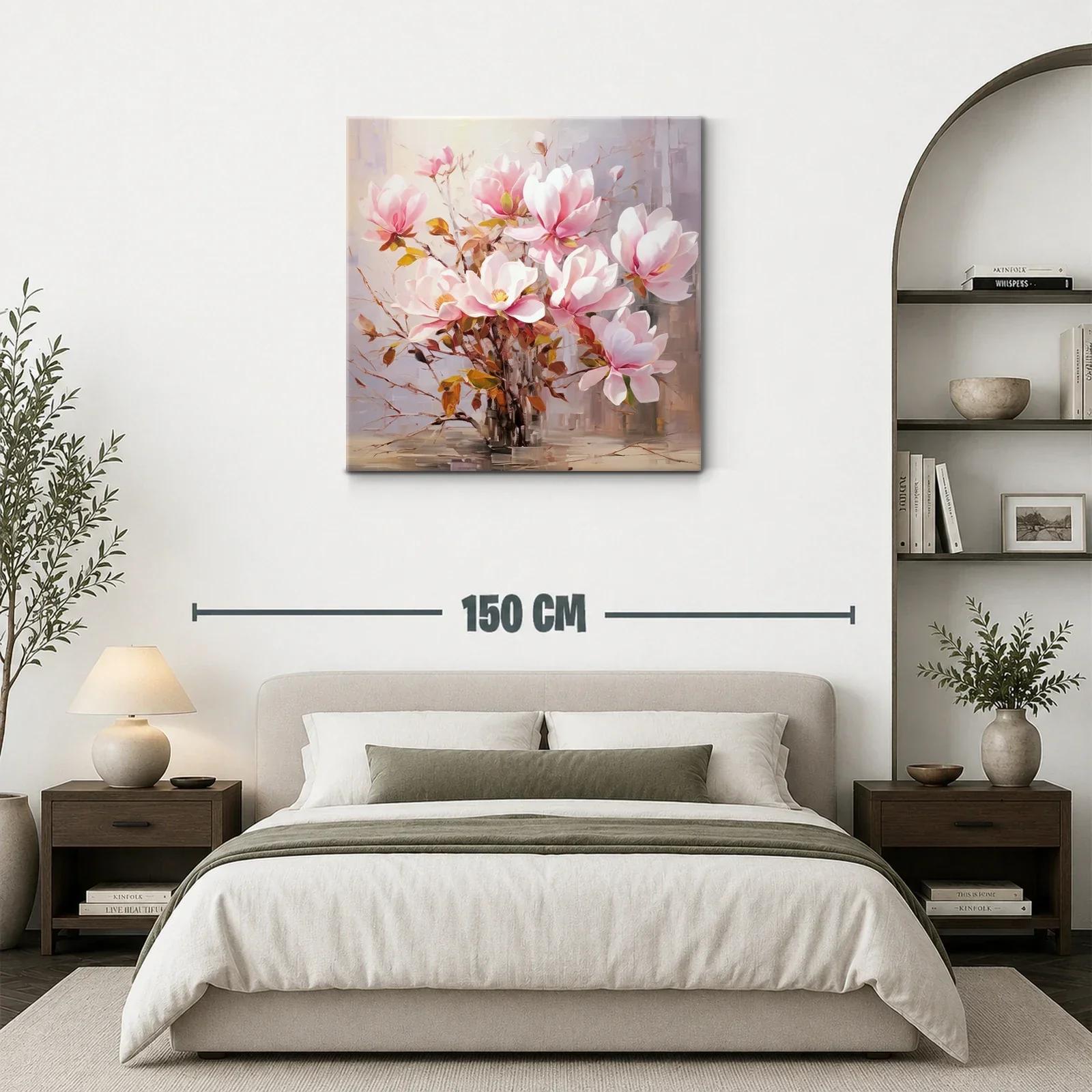 Cuadro con delicadas flores rosadas y follaje otoñal — miniatura 3