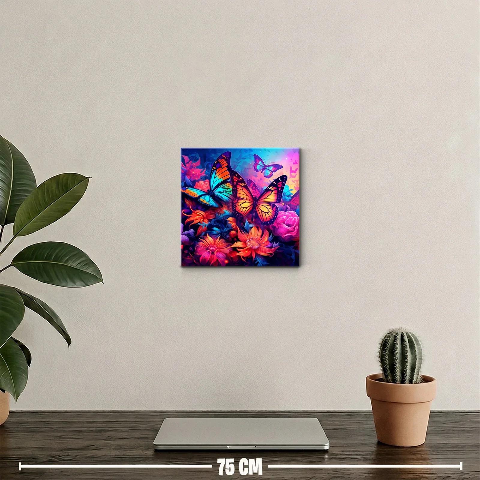 Mariposas coloridas entre flores brillantes en naturaleza mágica — miniatura 2