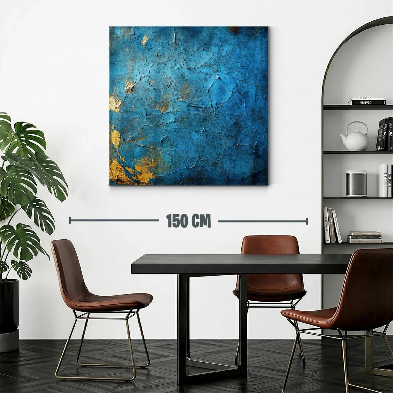 Arte abstracto en textura azul con detalles dorados — miniatura 2