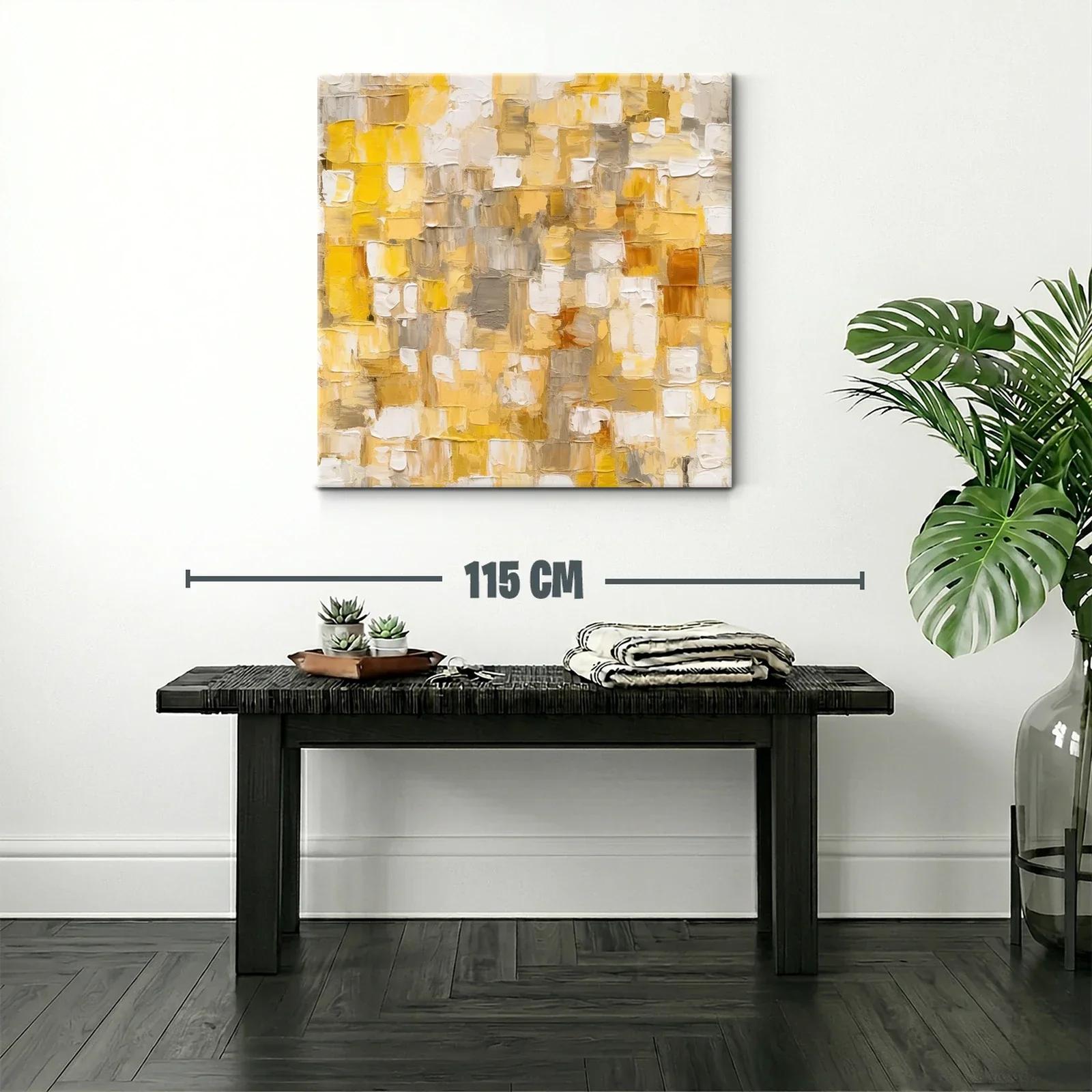Cuadro abstracto en tonos amarillos y beige cálidos — miniatura 2