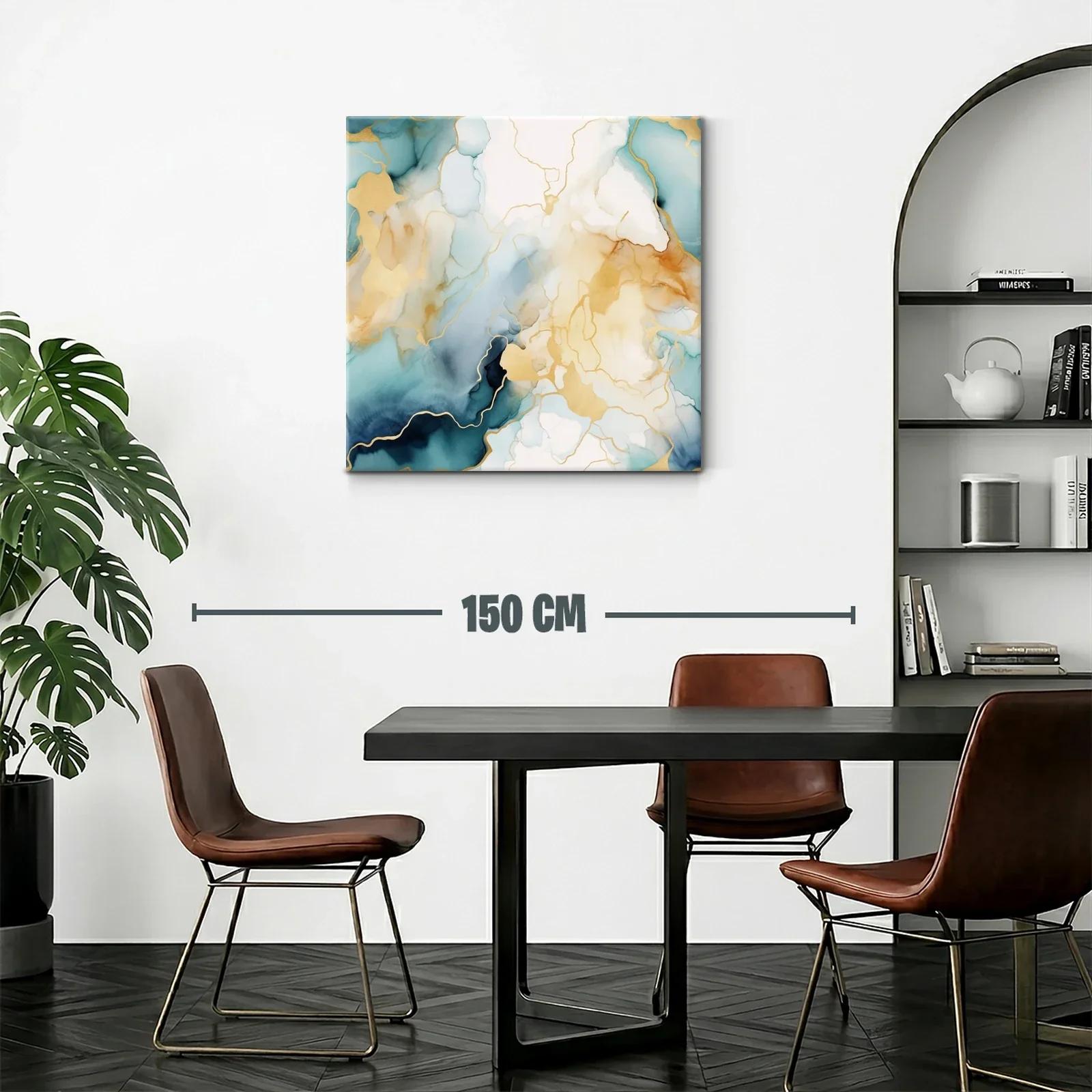 Arte abstracto con tonos dorados y azulados delicados — miniatura 2
