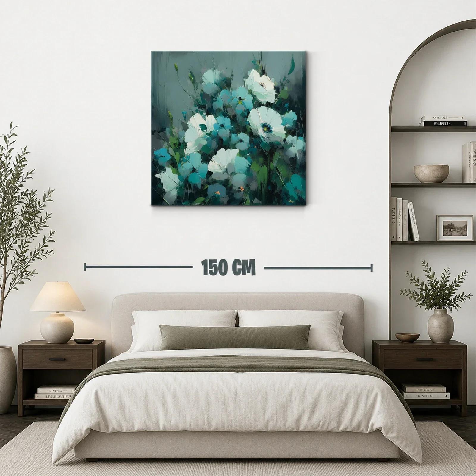 Flores blancas y turquesas con fondo gris azulado — miniatura 3