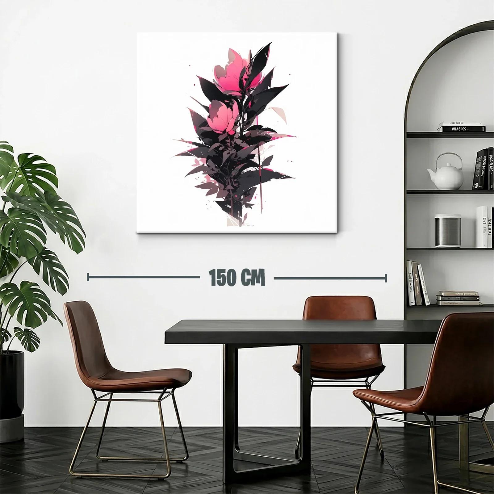 Cuadro floral con rosas en tonos fucsia y negro — miniatura 2