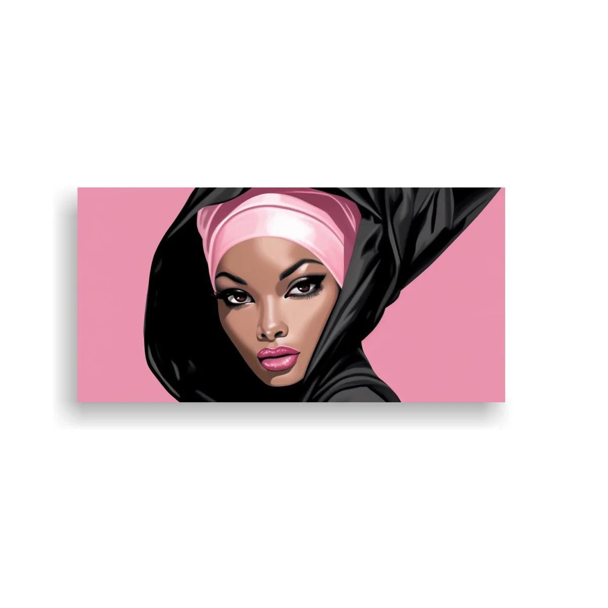 Cuadro retrato de mujer con pañuelo rosa — imagen principal