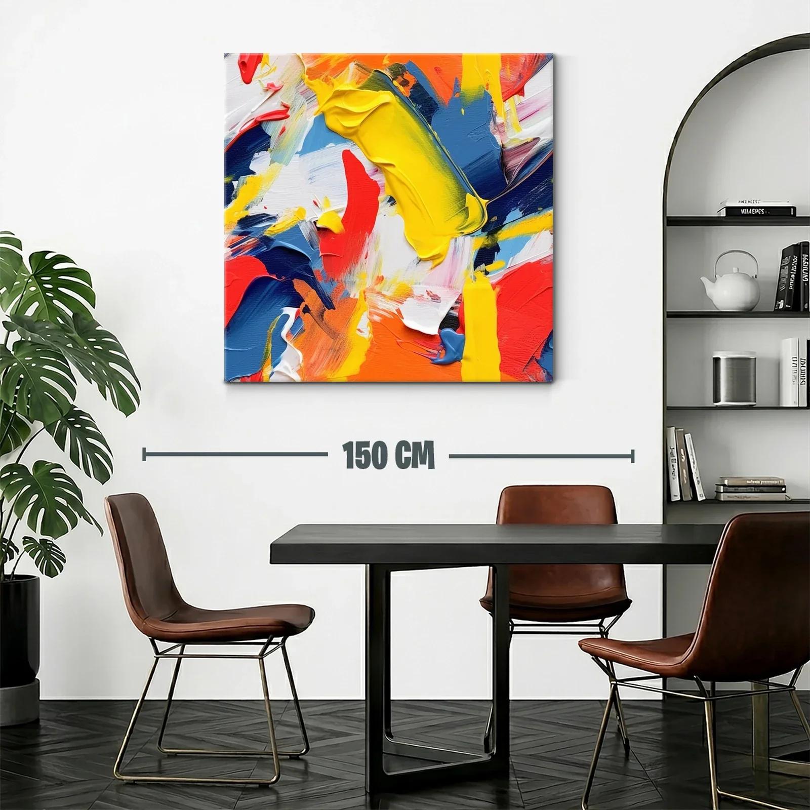 Cuadro abstracto en vibrantes tonos cálidos y fríos — miniatura 2