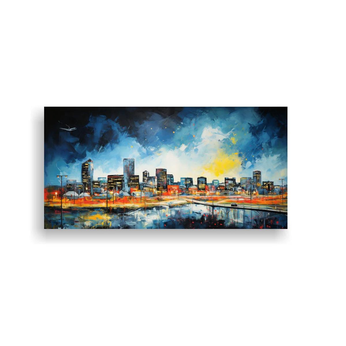 Cuadro skyline urbano con reflejo en el agua — imagen principal