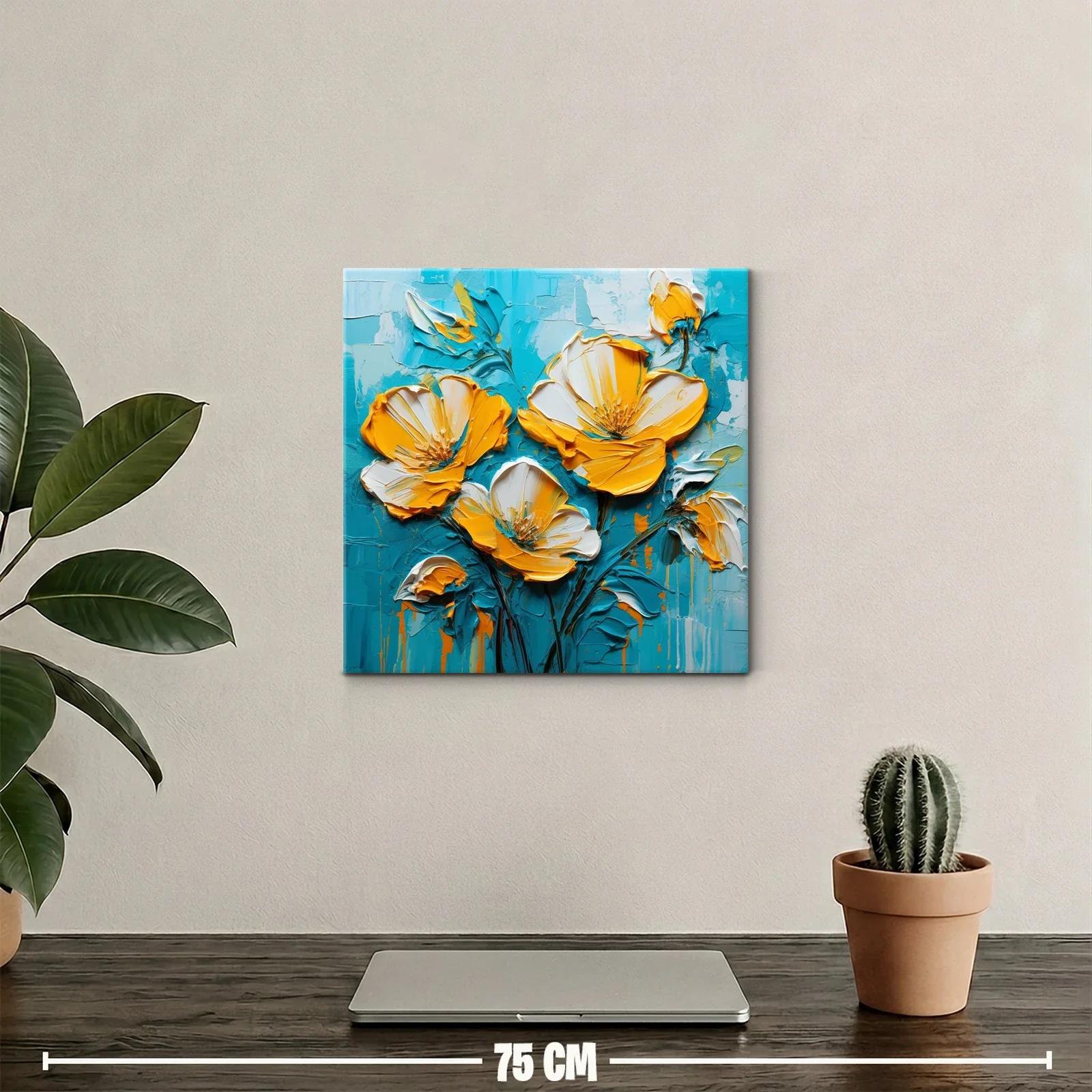 Flores vibrantes en tonos amarillos y azules equilibrados — miniatura 2