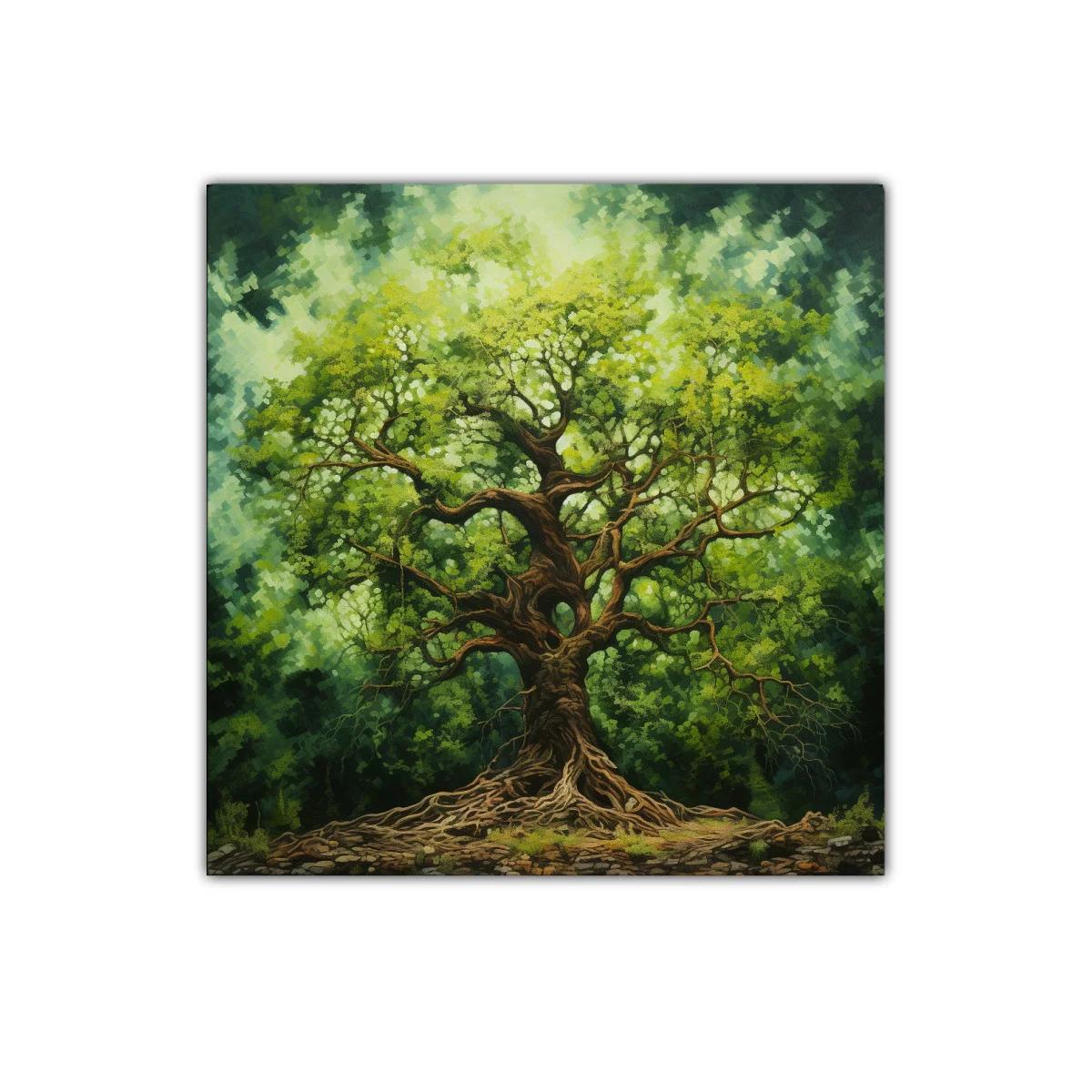 Majestuoso árbol con raíces y follaje frondoso verde — miniatura 1