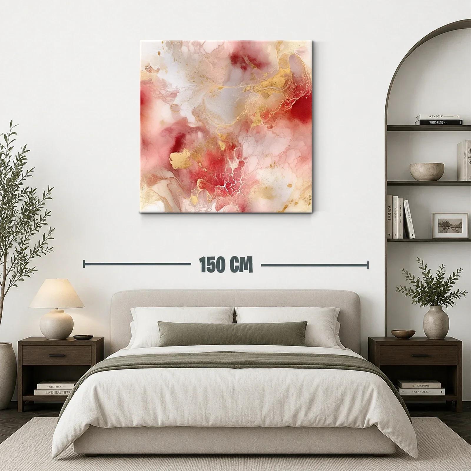Cuadro abstracto con tonos rojos y dorados suaves — miniatura 3