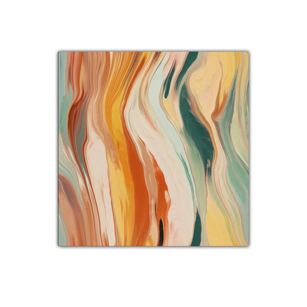 Cuadro abstracto con tonos cálidos y fríos fluidos — miniatura 1