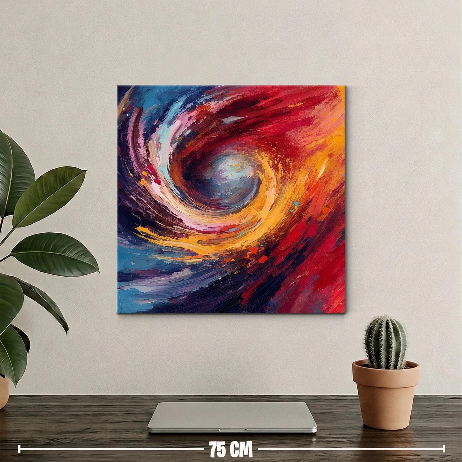 Cuadro abstracto remolino en vibrantes tonos cálidos y fríos — miniatura 2