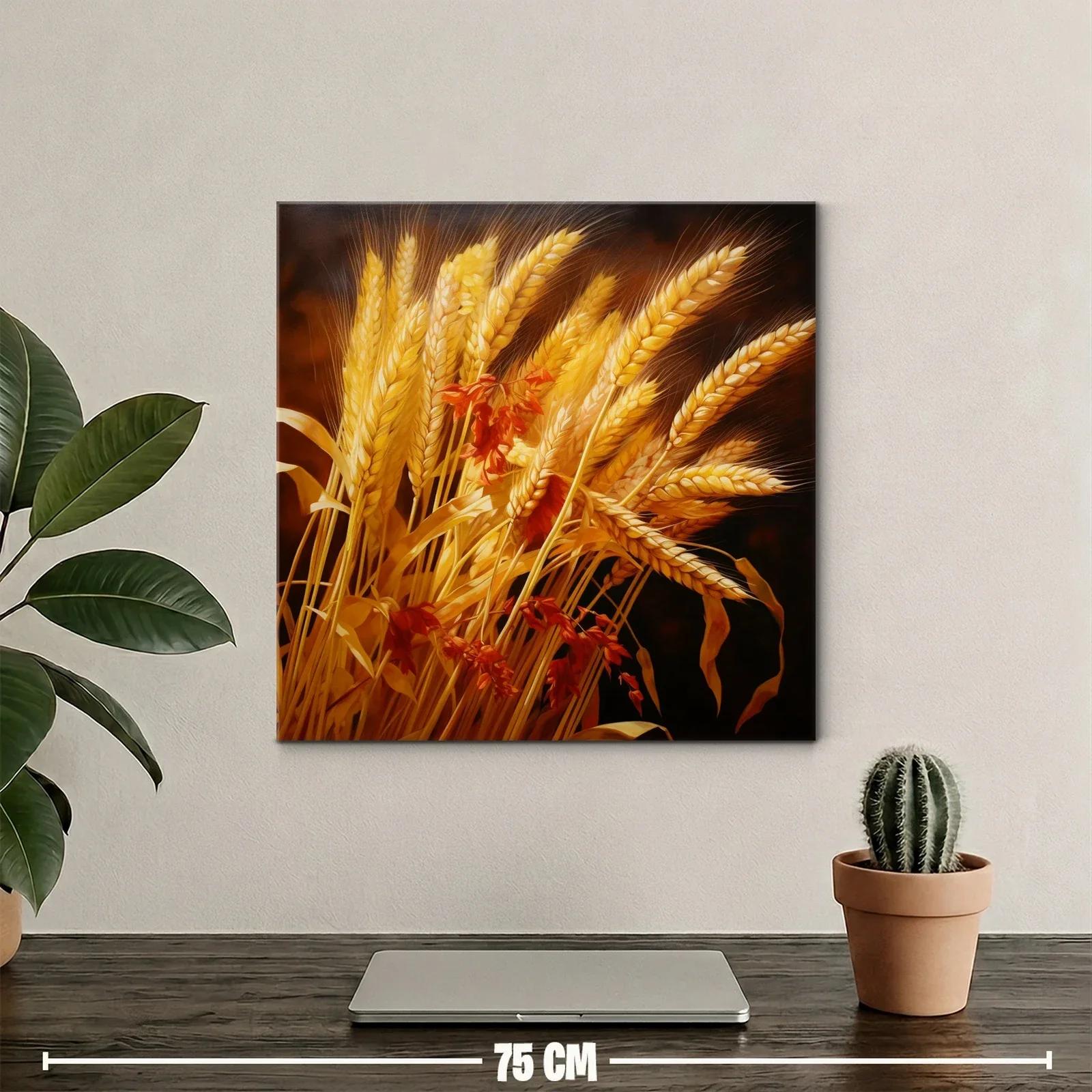 Ramo de espigas doradas con detalles en rojo vibrante — miniatura 2