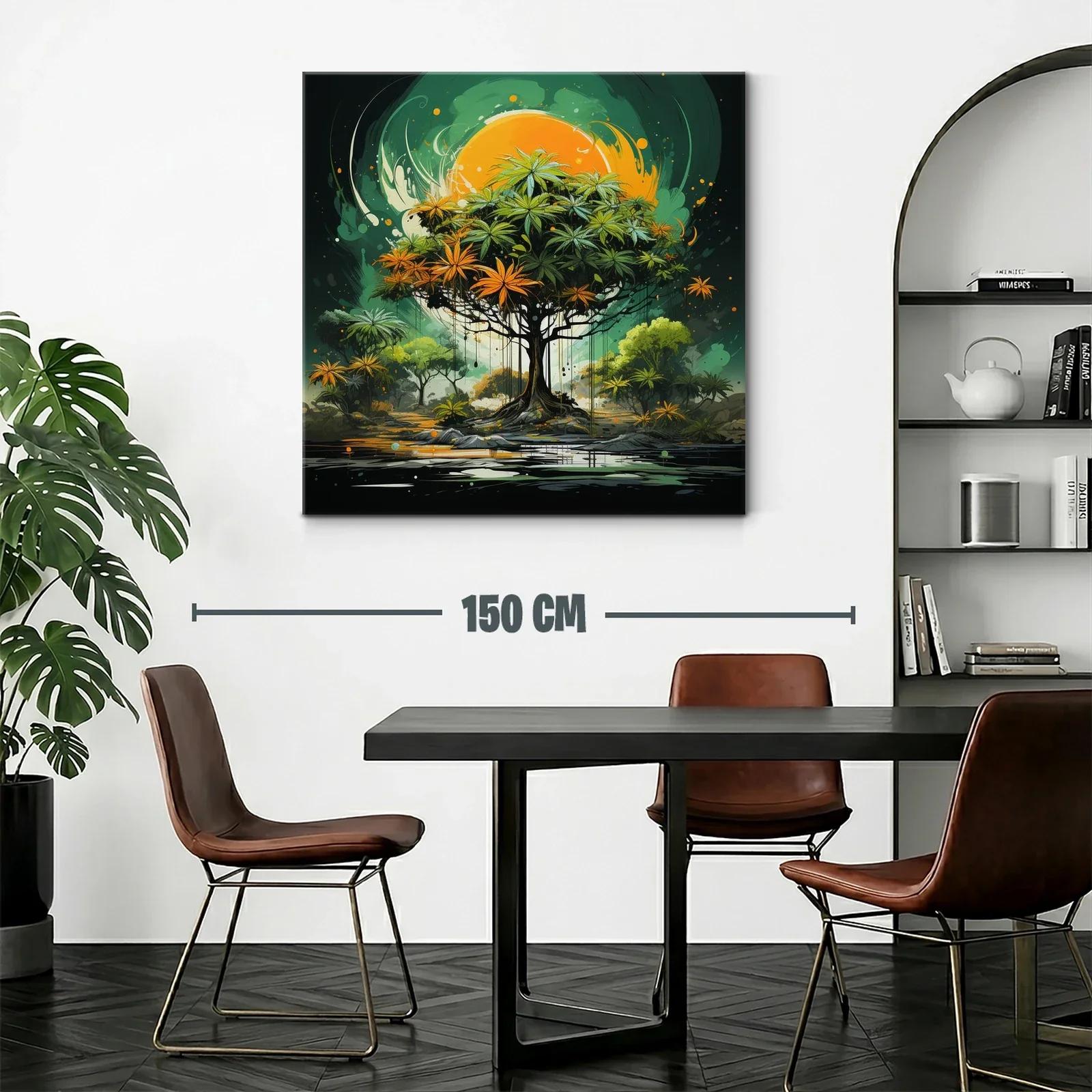 Árbol vibrante con tonos verdes y naranjas bajo sol intenso — miniatura 2