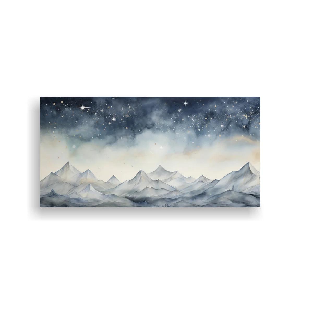 Cuadro cordillera de montañas nevadas con cielo estrellado — imagen principal