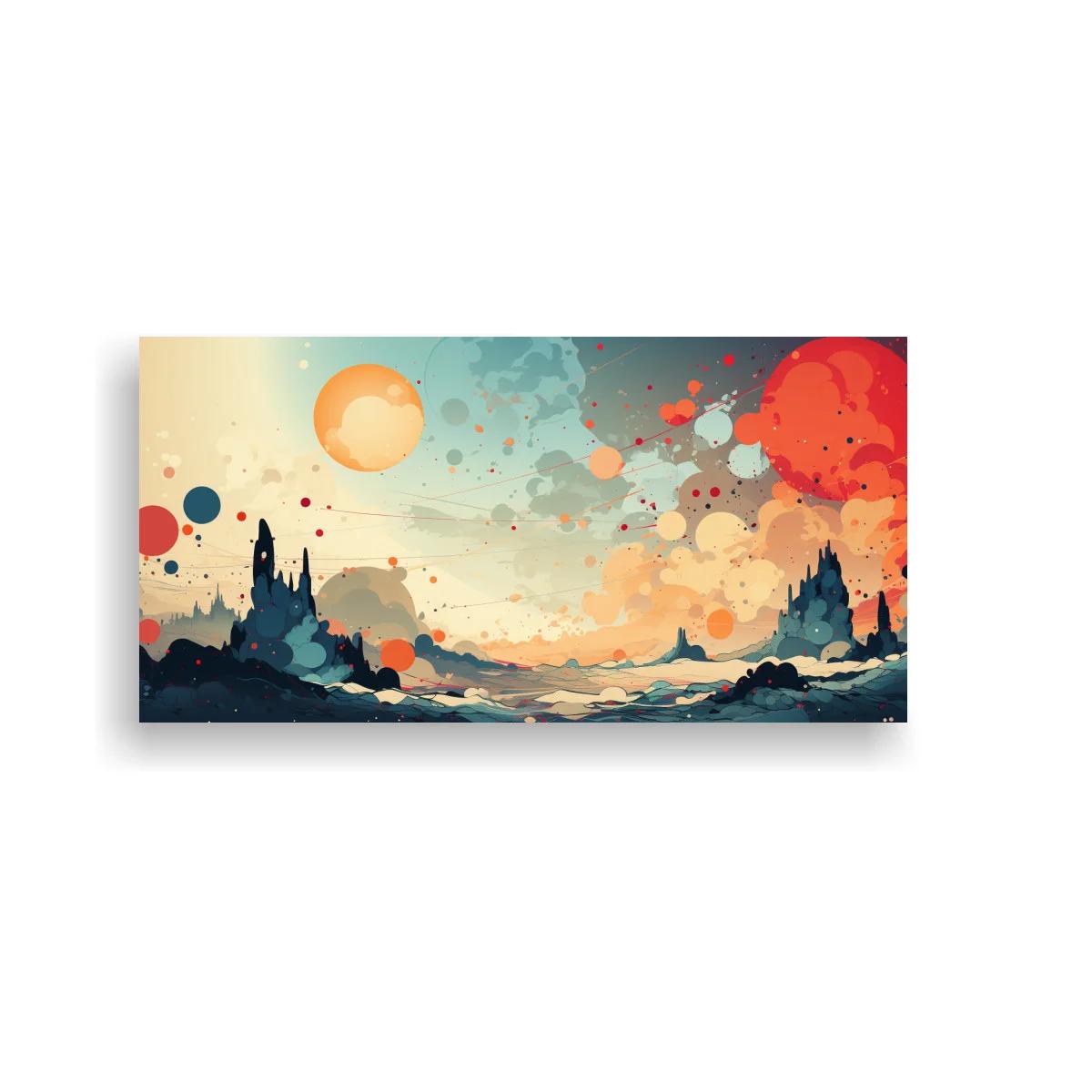 Cuadro paisaje fantástico con grandes soles rojos — imagen principal