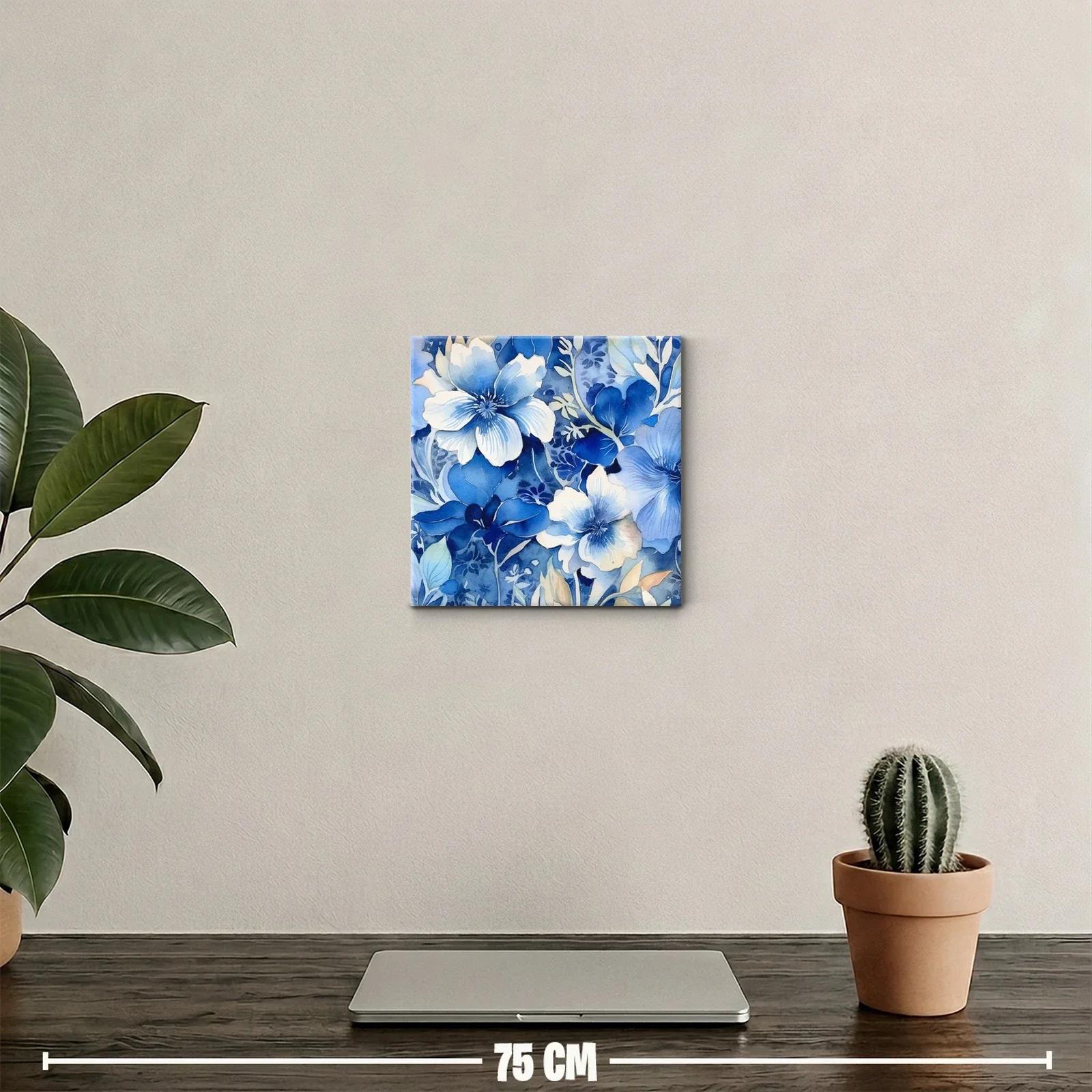 Cuadro floral en tonos azules para decoración elegante — miniatura 2