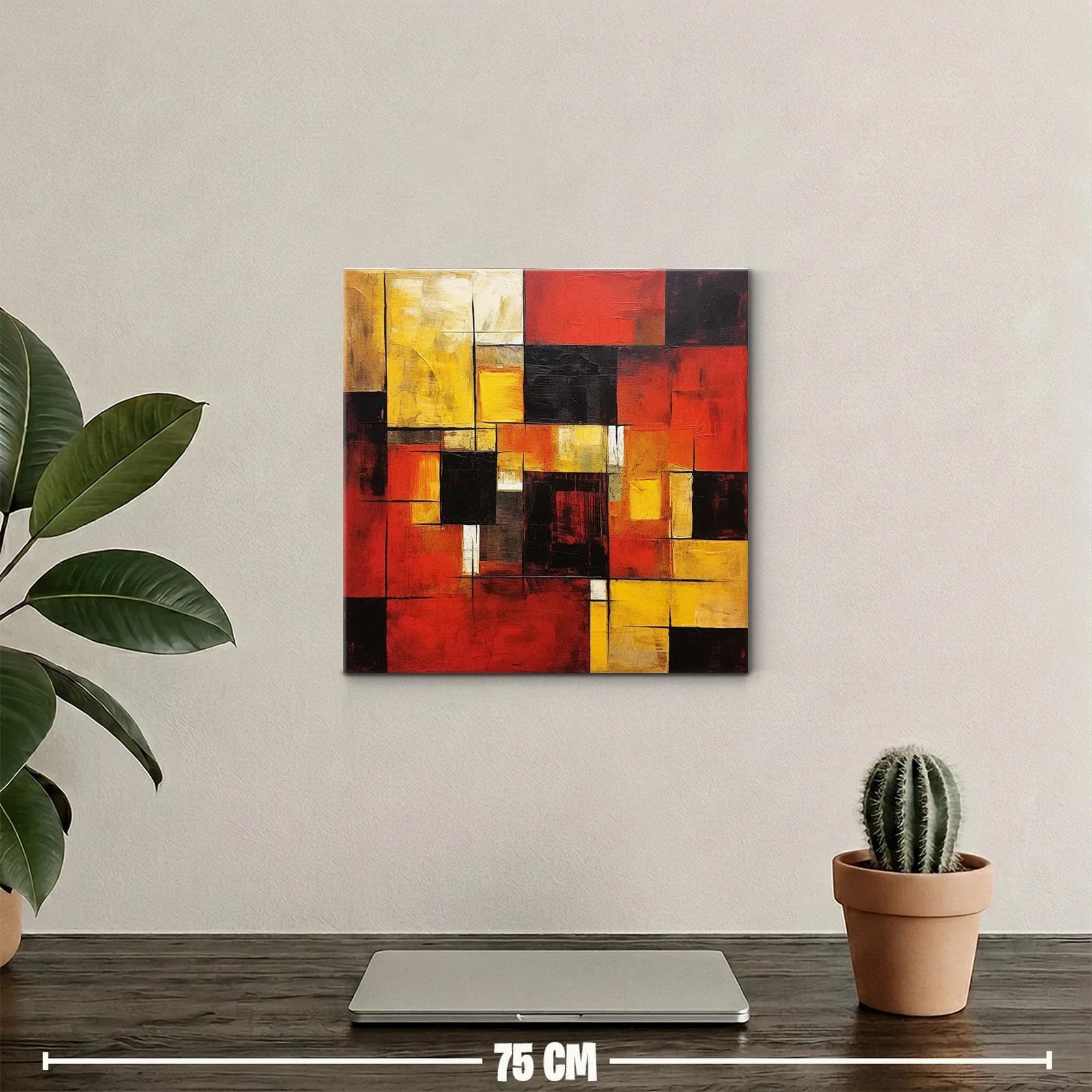Composición geométrica en tonos rojos y amarillos vibrantes — miniatura 2