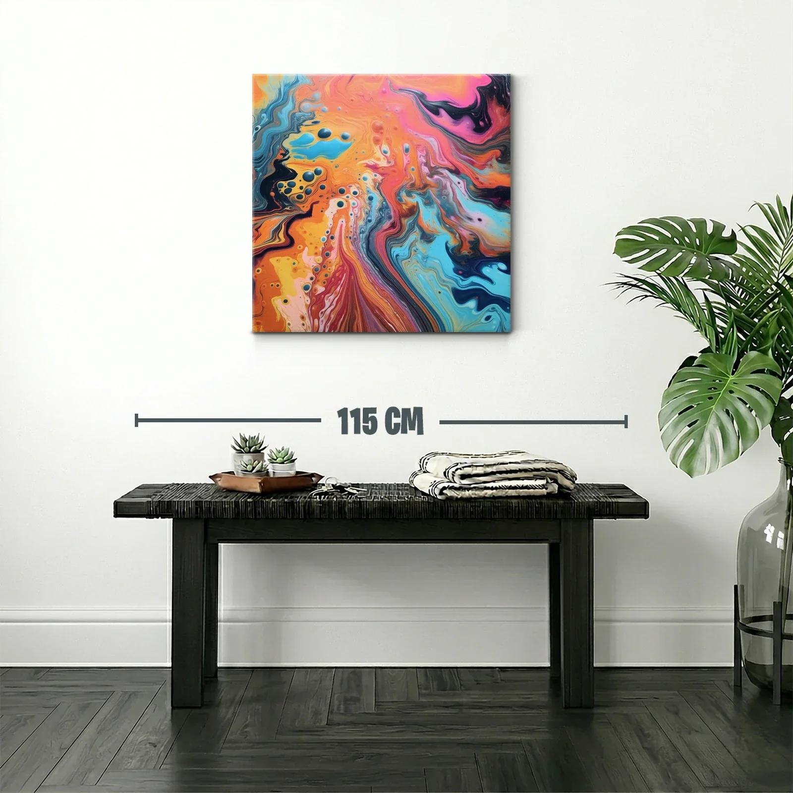 Cuadro abstracto con vibrantes tonos cálidos y fríos — miniatura 2