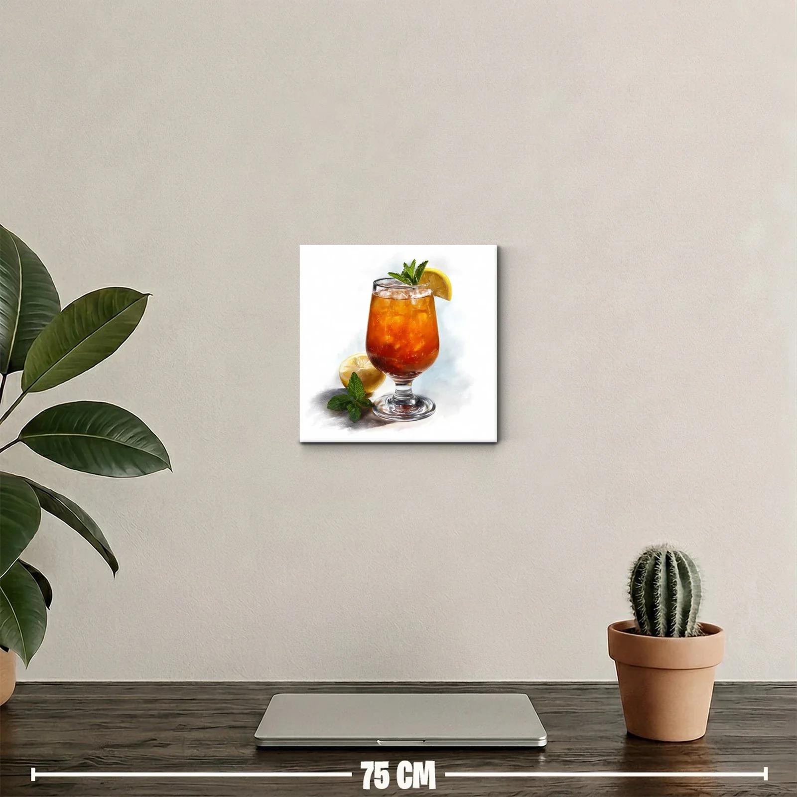 Cuadro decorativo vaso con té helado y rodaja de limón — miniatura 2