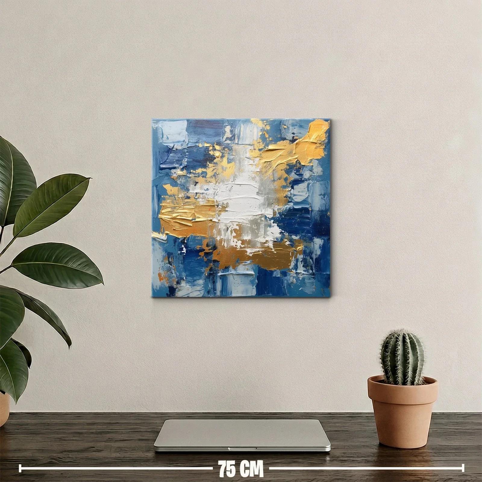 Composición abstracta en azul y dorado con texturas — miniatura 2
