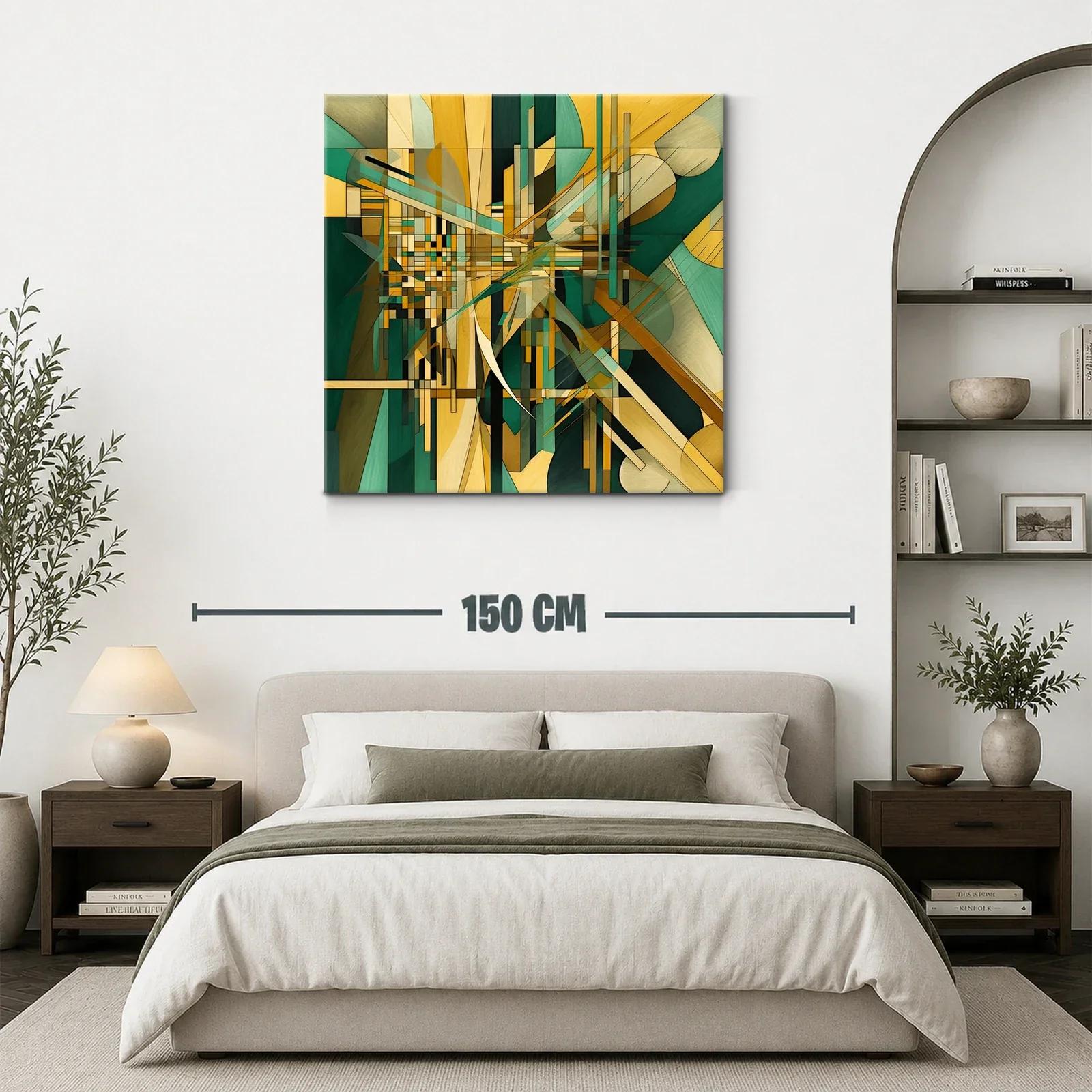 Composición abstracta en tonos verdes y dorados vibrantes — miniatura 3