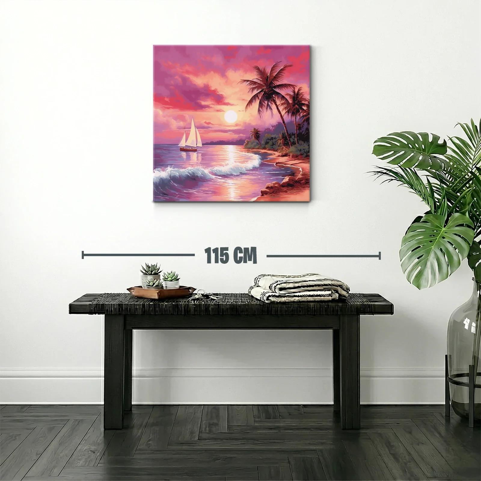 Atardecer tropical con velero en cielo vibrante — miniatura 2