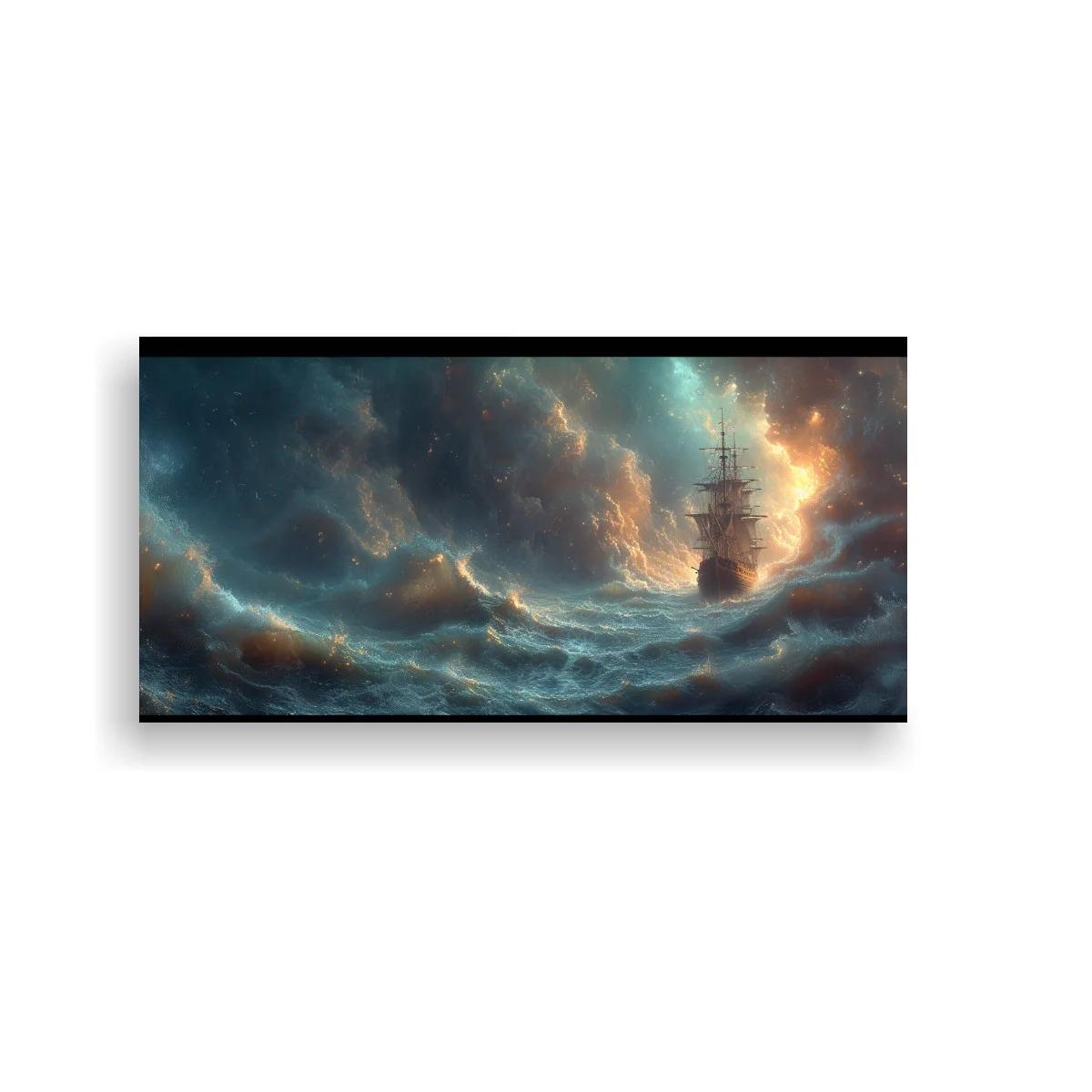 Cuadro velero en tormenta iluminado por una abertura de luz — imagen principal