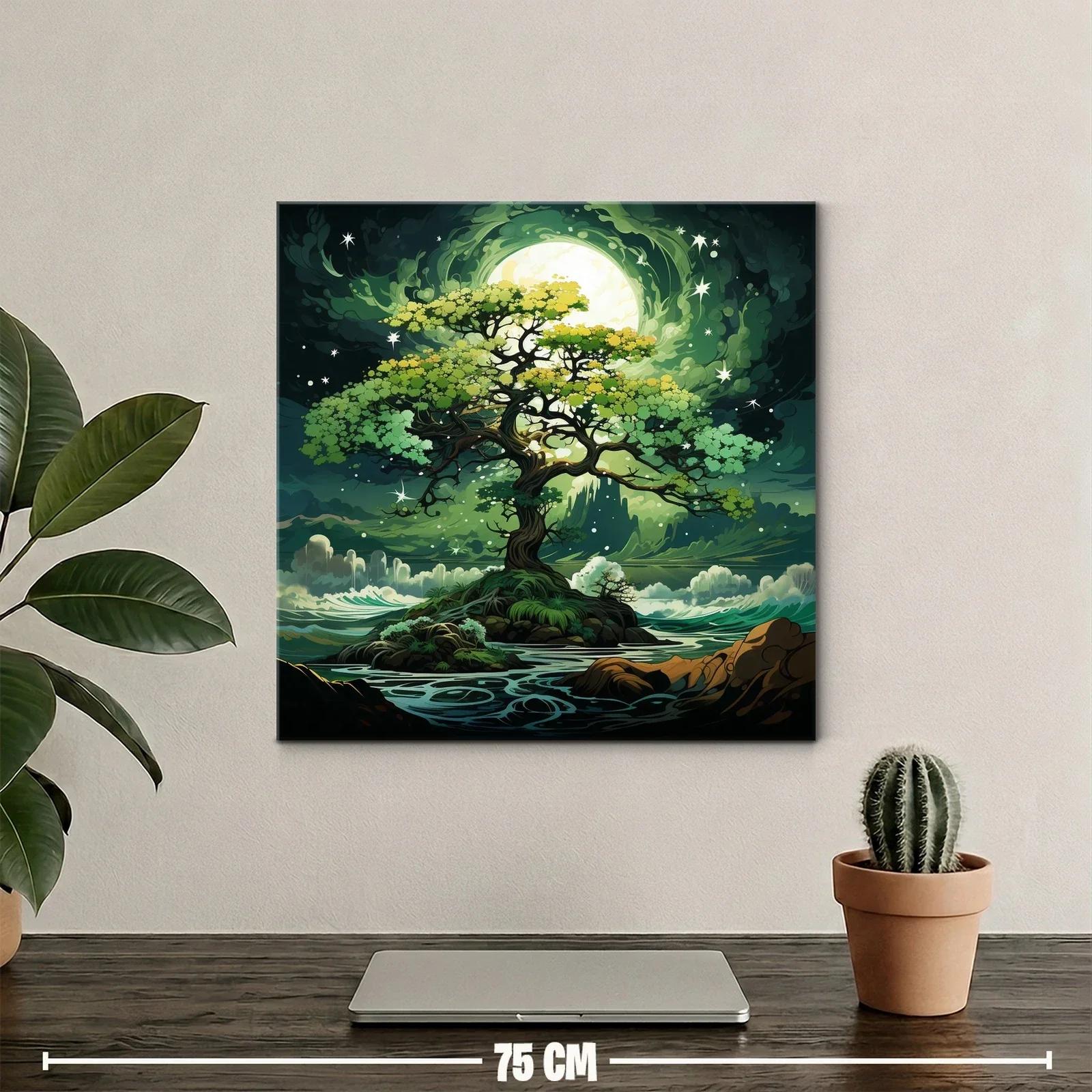 Árbol mágico con luna brillante en paisaje onírico — miniatura 2