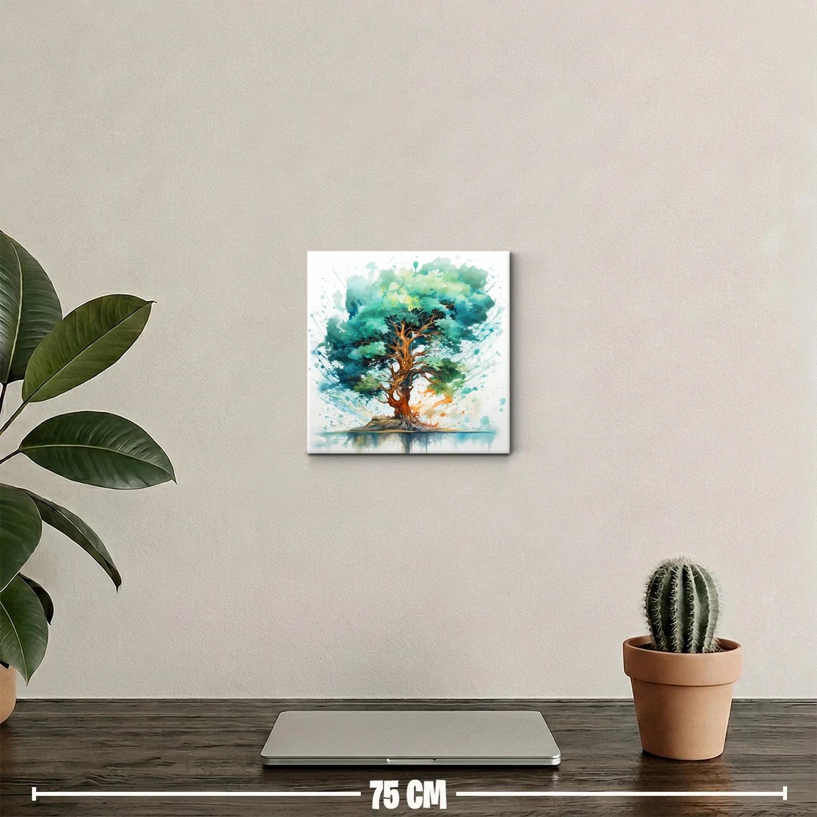 Árbol vibrante con explosión de colores acuarelados — miniatura 2