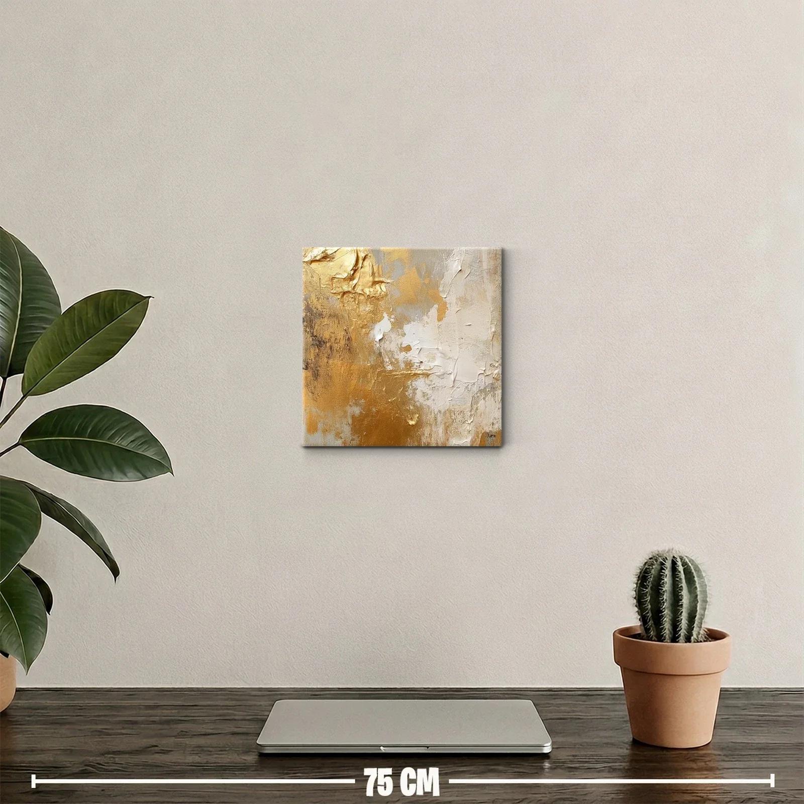 Composición abstracta en tonos dorados y beige — miniatura 2