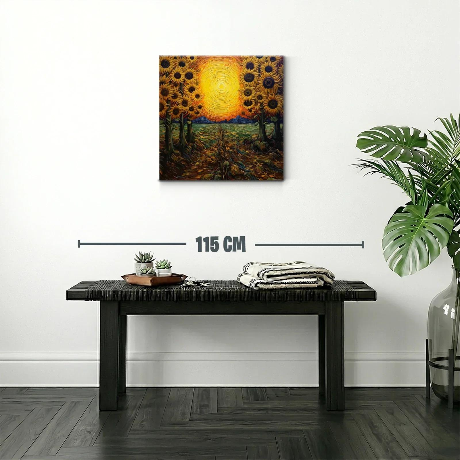Atardecer vibrante con girasoles en campo abierto — miniatura 2