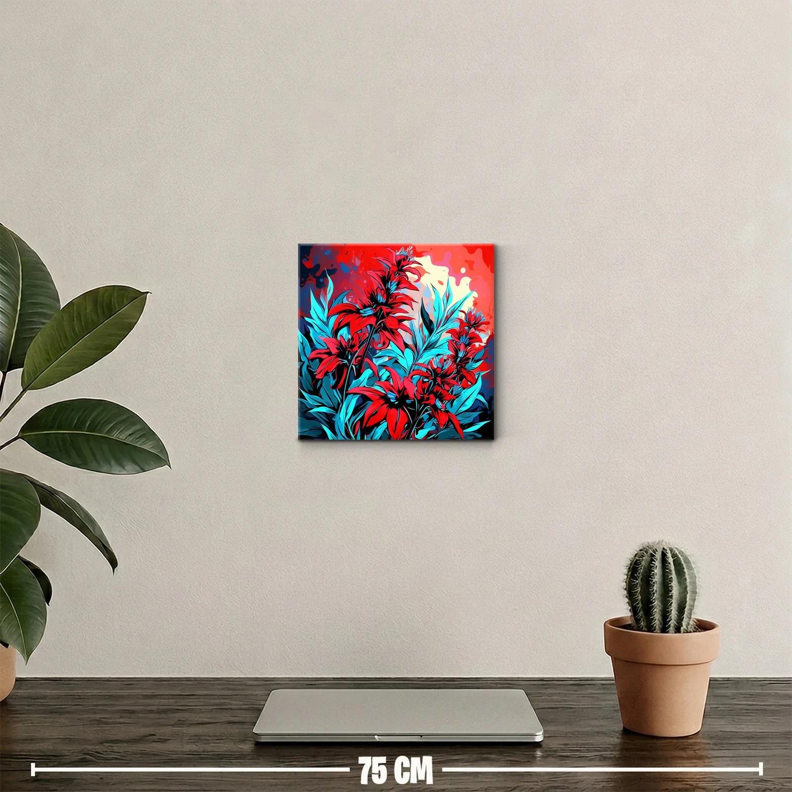 Vibrante composición floral en tonos rojos y azules eléctricos — miniatura 2