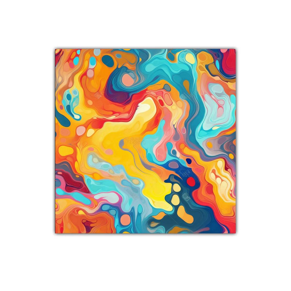 Cuadro abstracto con explosión de colores vibrantes y energía dinámica — miniatura 1