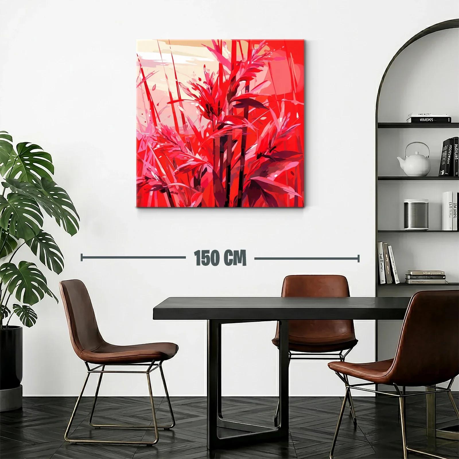 Cuadro floral vibrante con tonos rojos intensos — miniatura 2