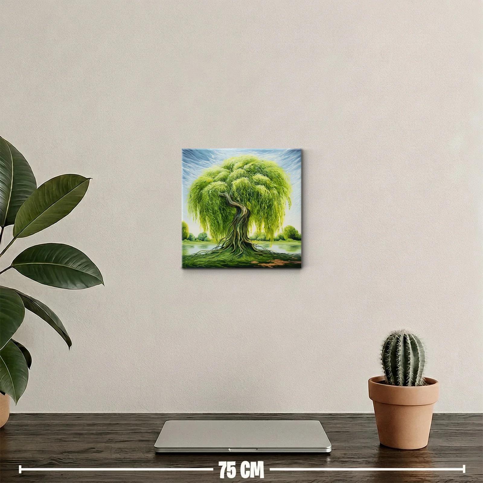 Esplendoroso árbol de sauce junto al agua en paisaje sereno — miniatura 2