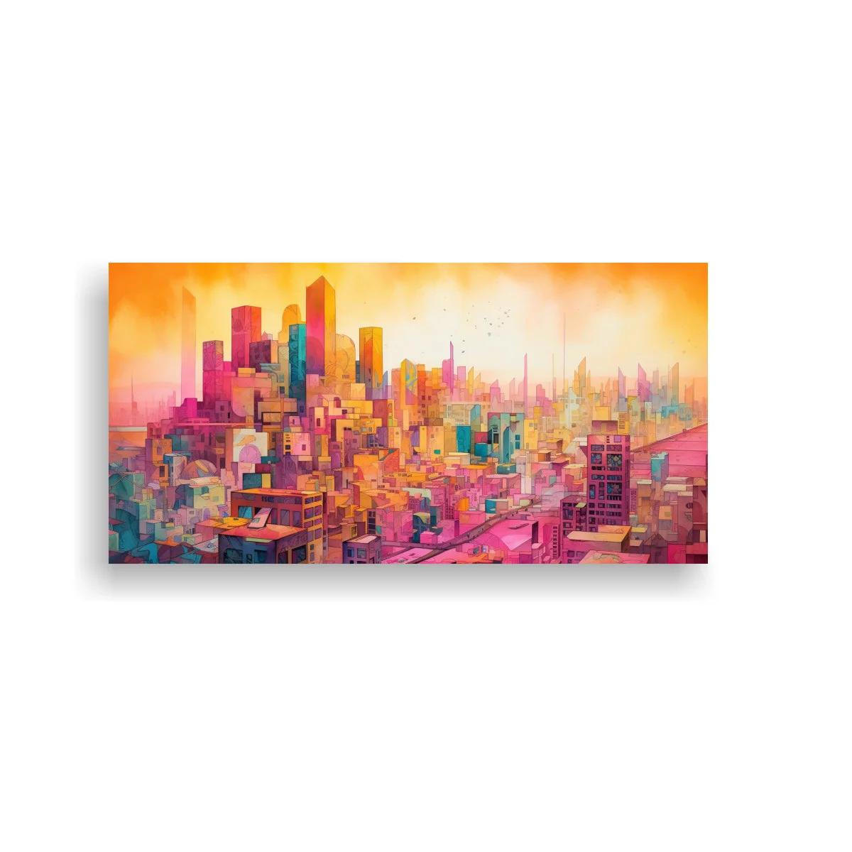 Cuadro skyline urbano con cielo luminoso — imagen principal