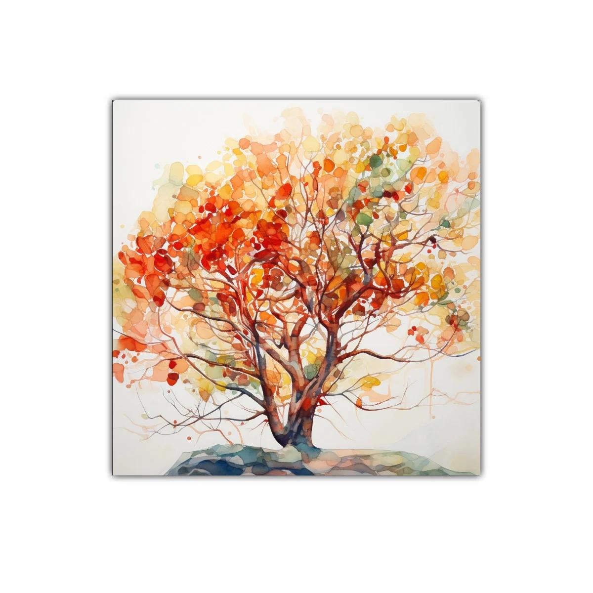 Árbol otoñal con cálidos tonos anaranjados y rojos vibrantes — miniatura 1