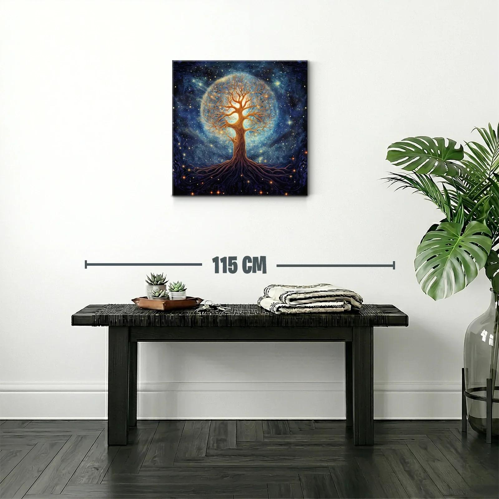 Árbol de la vida iluminado en cosmos estrellado — miniatura 2