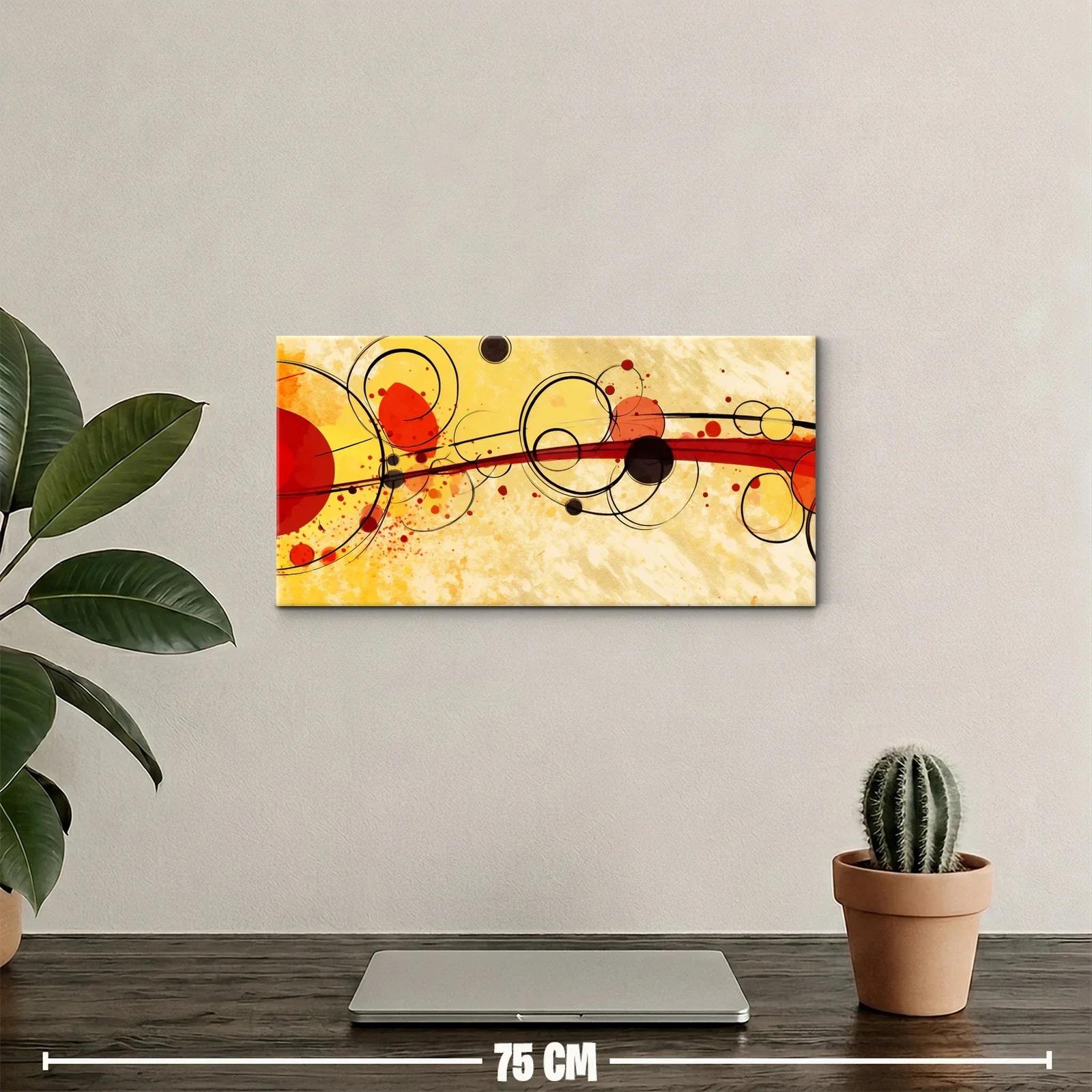 Cuadro de círculos abstractos con líneas curvas panorámicas — miniatura 2