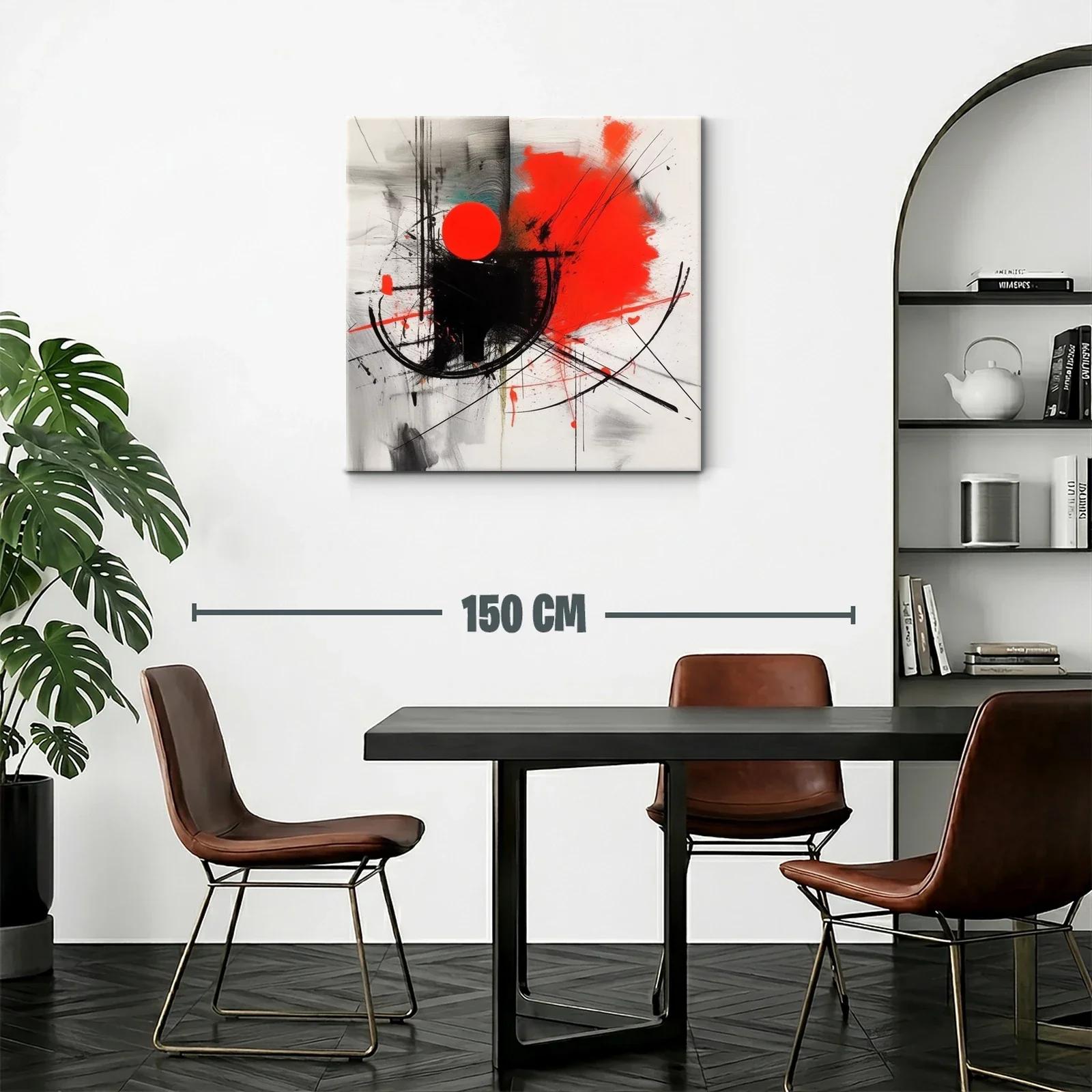Composición abstracta con círculos rojos y trazos dinámicos — miniatura 2