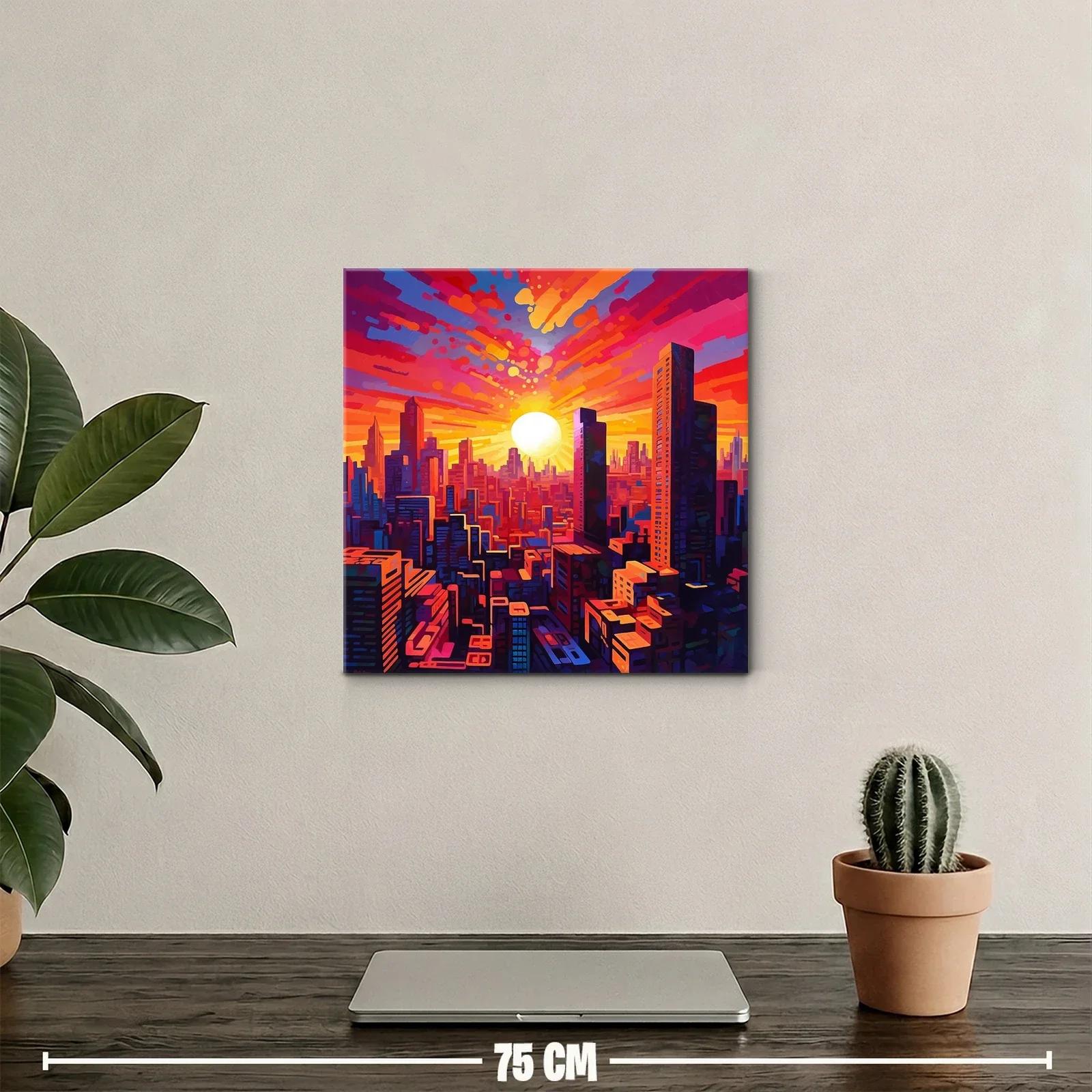 Atardecer vibrante sobre ciudad moderna llena de energía — miniatura 2