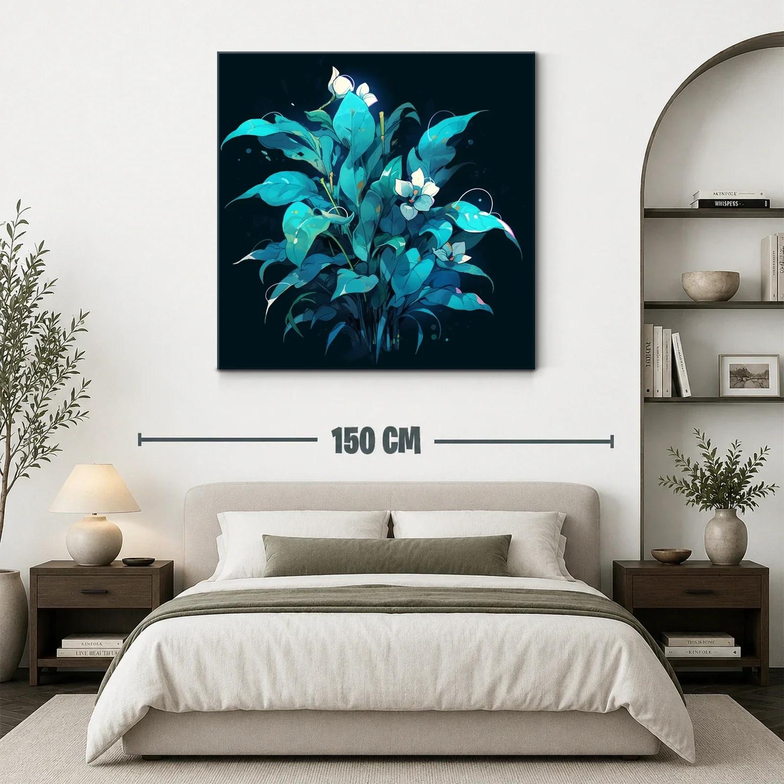 Ramo de hojas azul verdoso con flores blancas brillantes — miniatura 3