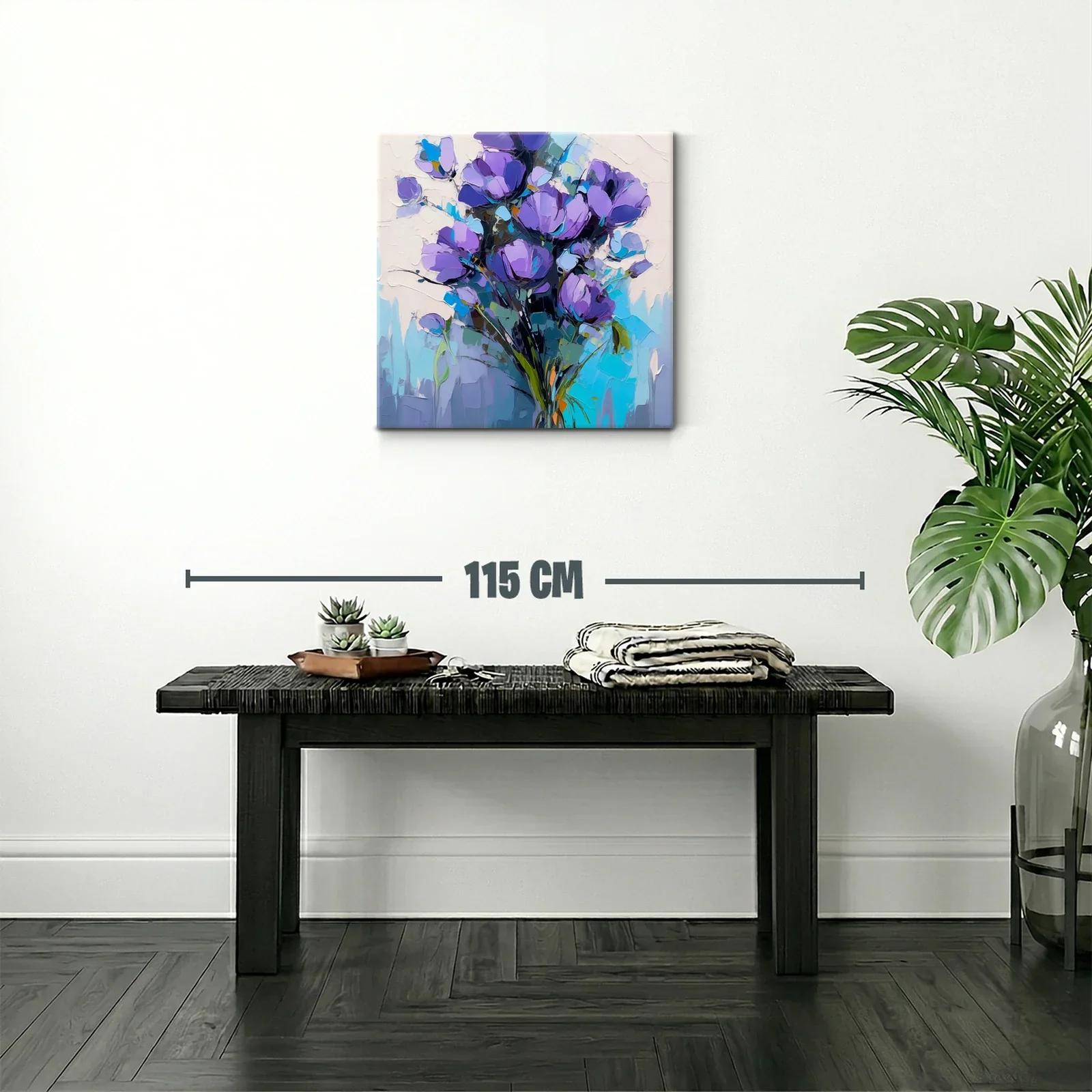 Ramo de flores violetas con fondo en tonos azules y blancos — miniatura 2